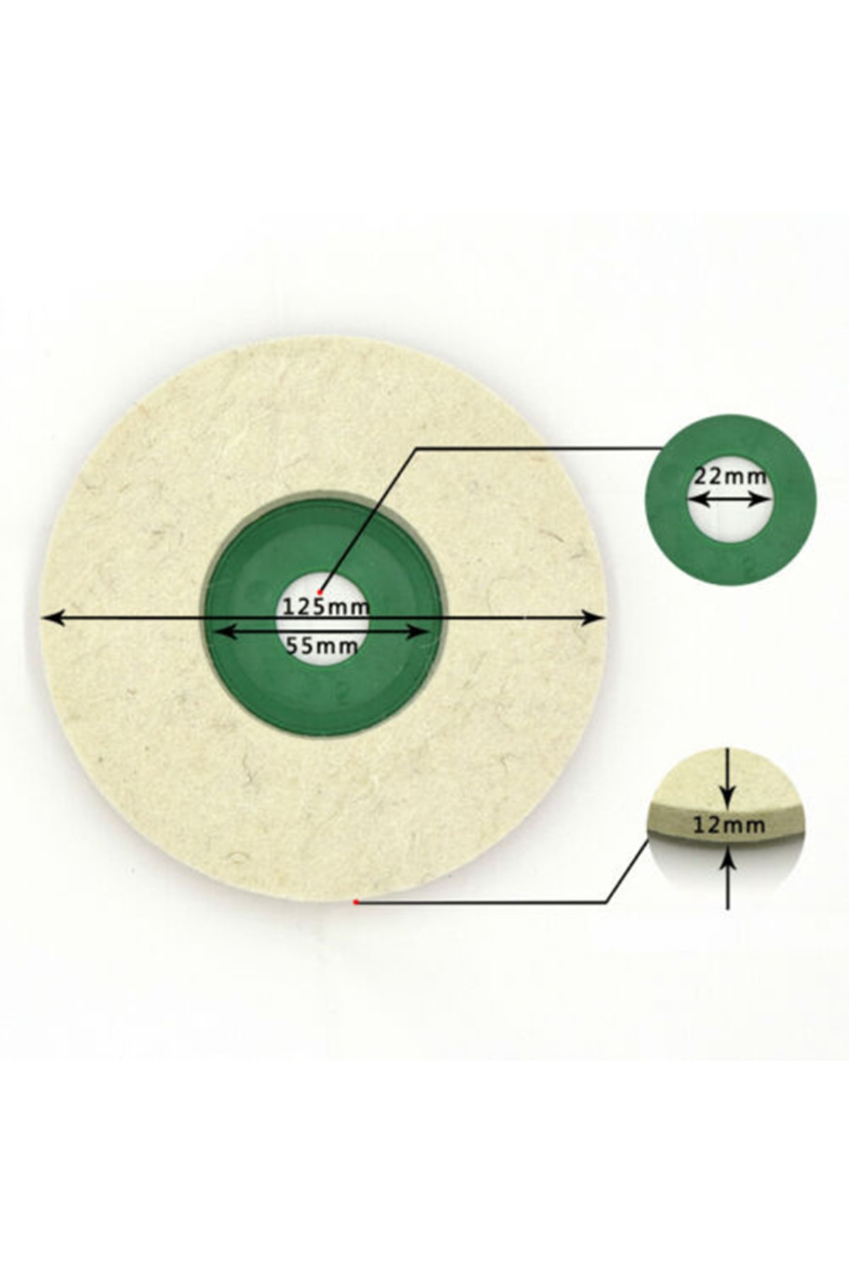 115mm Koyun Yünü Keçe Disk Naturel Yün Keçe Polisaj Parlatma Avuç Taşlama Uyumlu