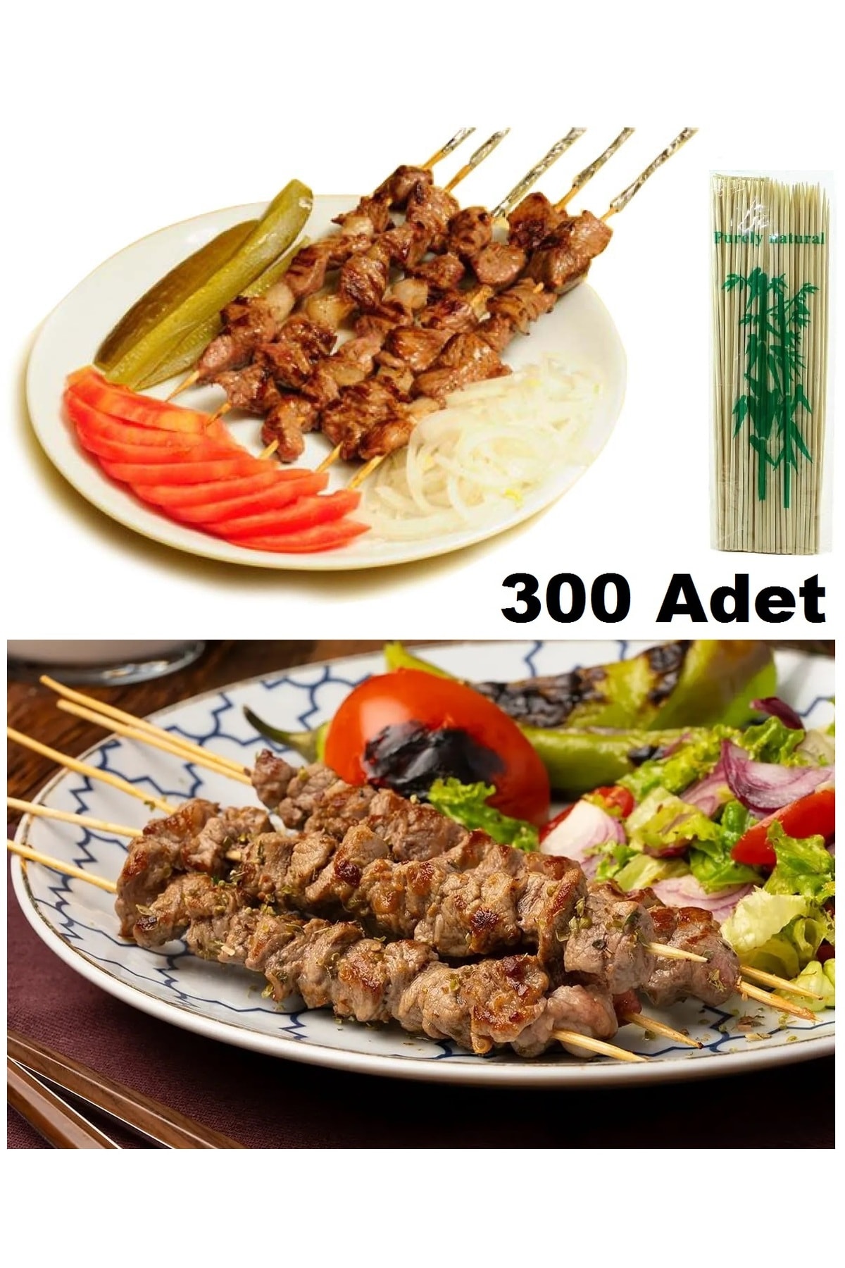 Bambu Çöp Şiş cubuğu 300 Adet mangal gril barbekü ızgara için ahşap bambudan şiş çubuk