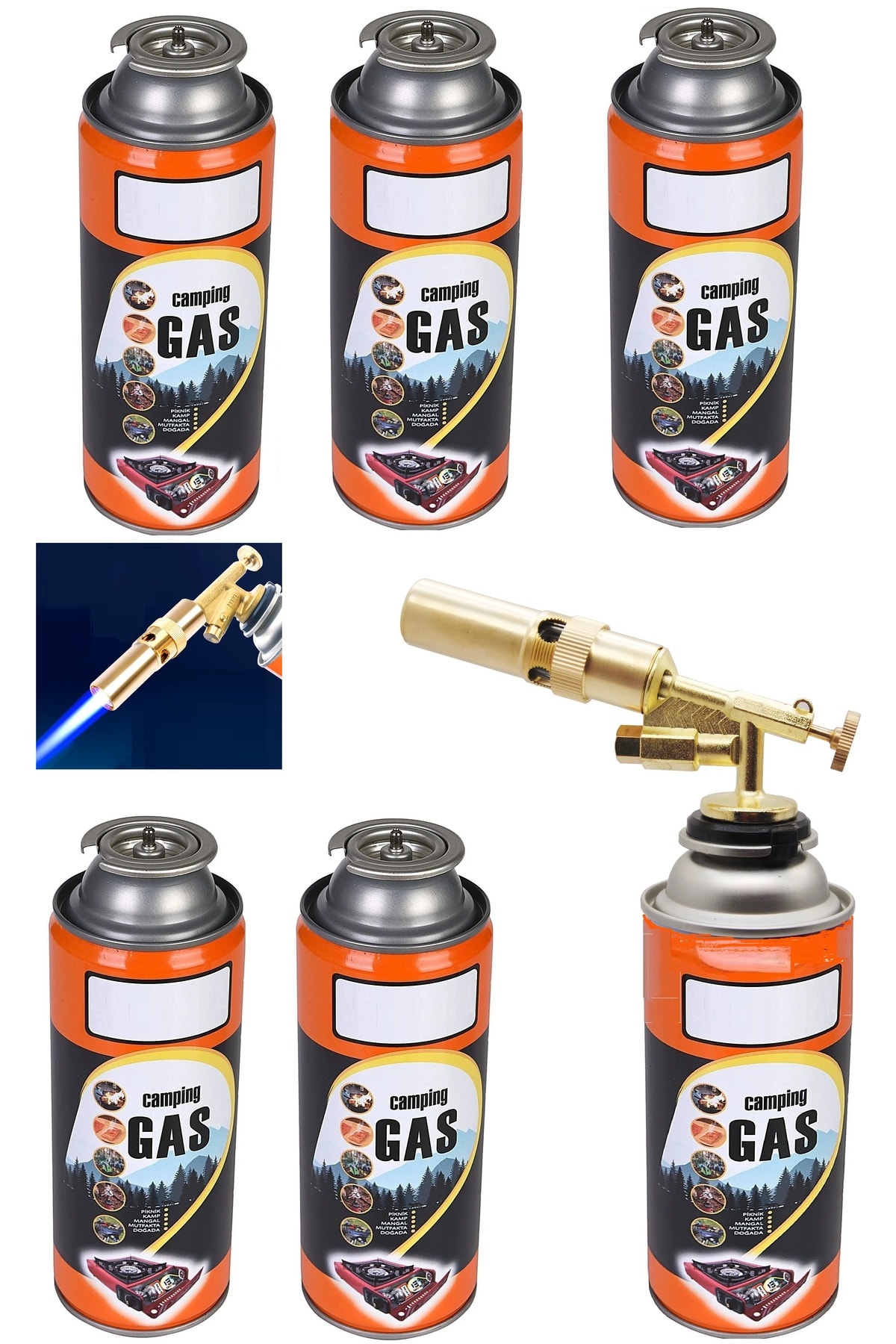 Tamirci Kaynak Şalama Pürmüz Yüksek Alevli Çakmak Metal Kafa Pürmüs 5li Kamp Gazı Çakmaklı Torch Set