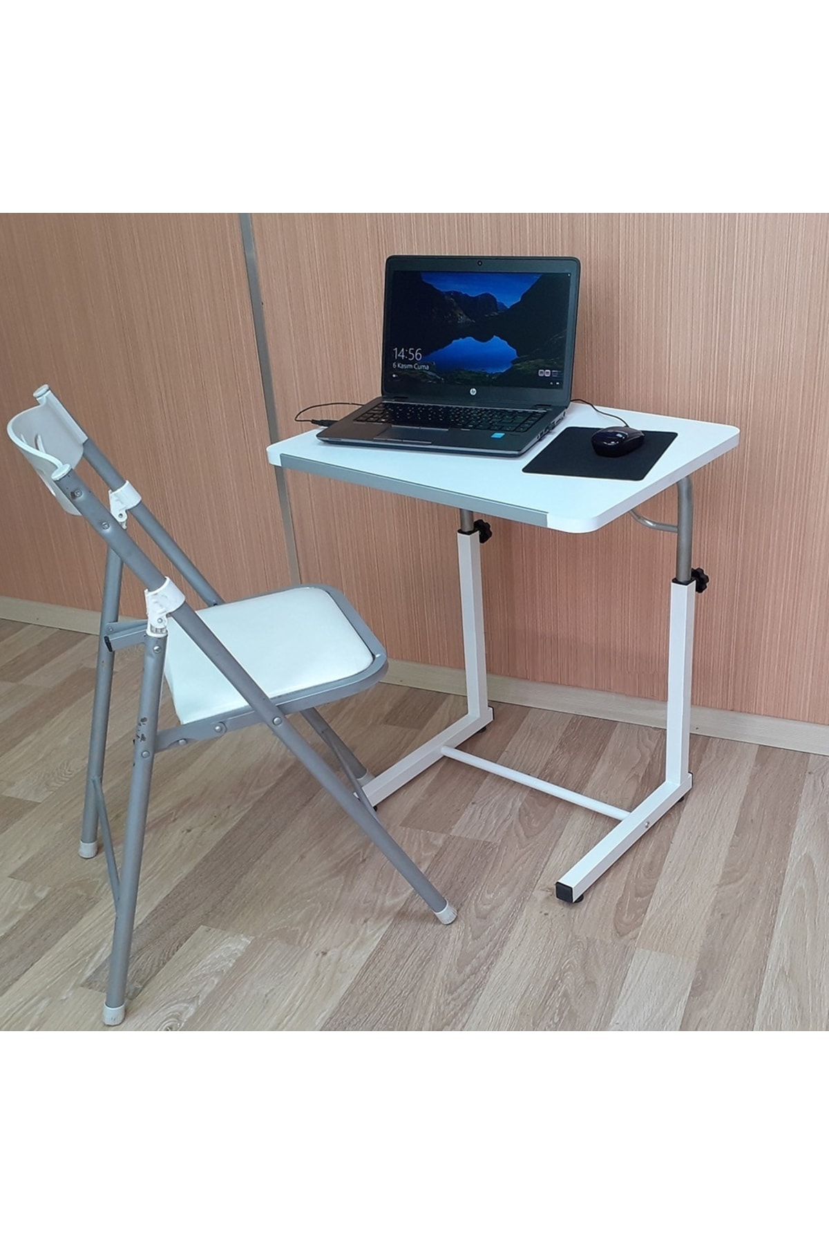 Akrobat Yan Sehpa Notebook Laptop Bilgisayar Masası Yükseklik Ayarlı Beyaz