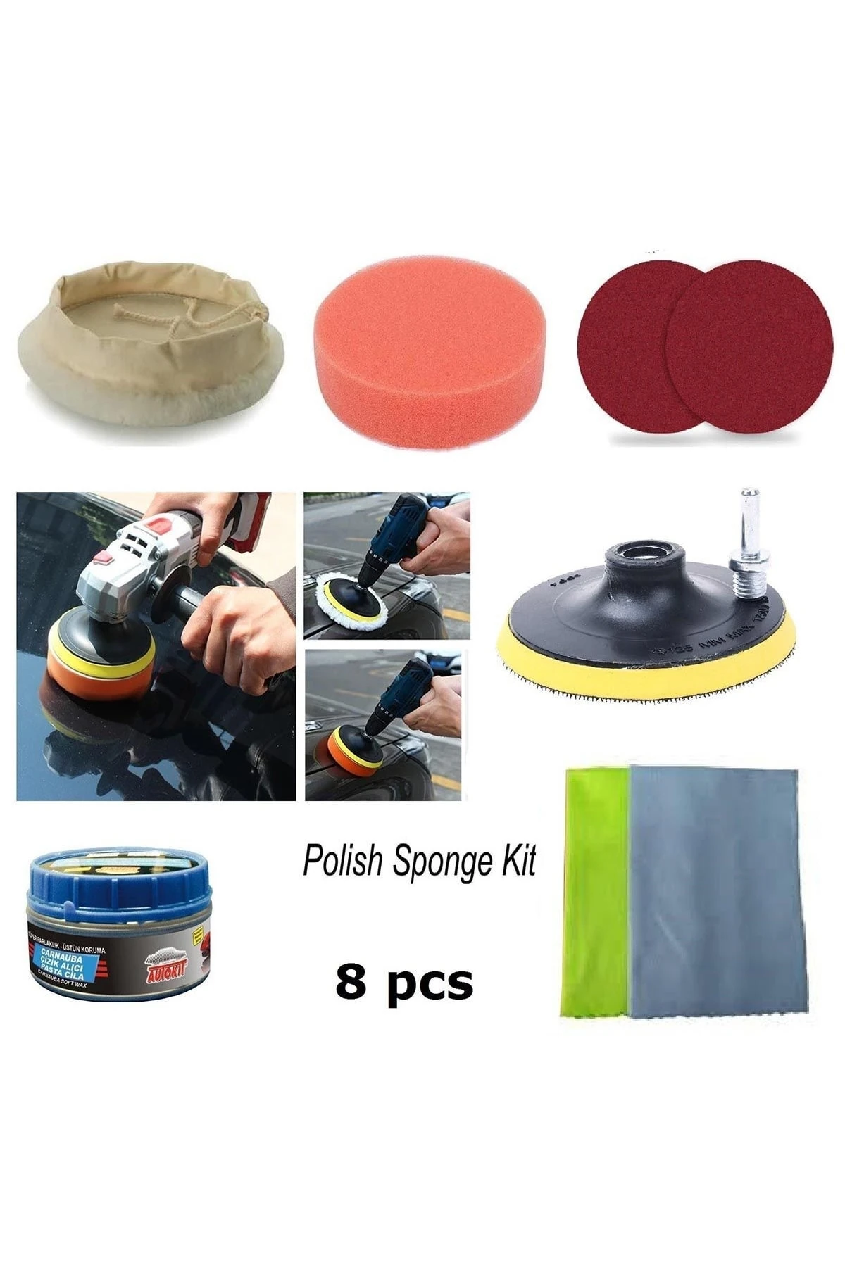 Araç Kaporta Boya Tampon Cizik Giderici Pasta Cila Seti Boya Temizleme Parlatma Polisaj Seti Matkap