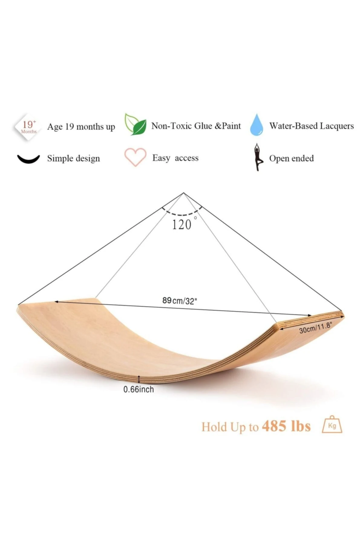 Denge Tahtası Balance Board Yoga Spor Egzersiz Fitnes Platformu 90x30cm Naturel Kontraplak