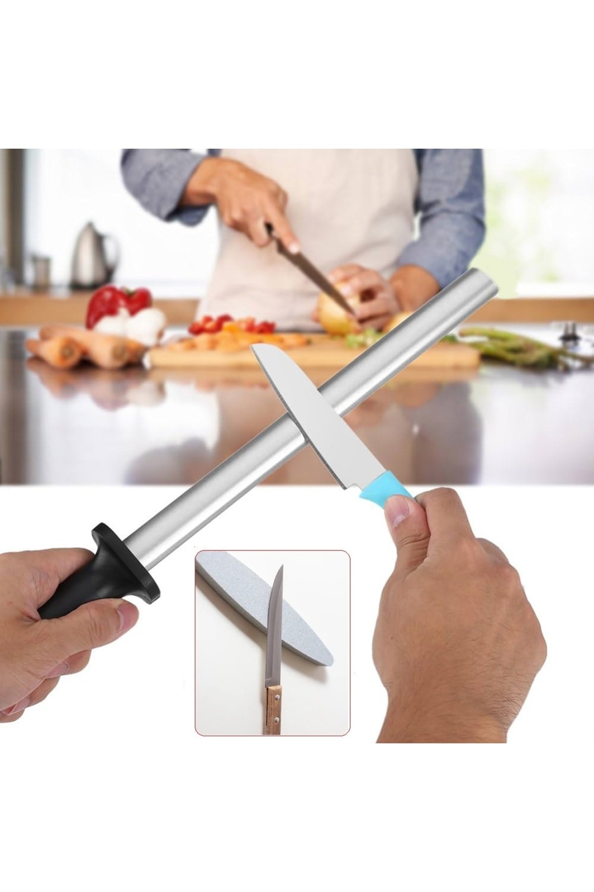 bıçak bileme oval masat ince eğe ve bileme taşı seti satır nacak bileme için 3lü set