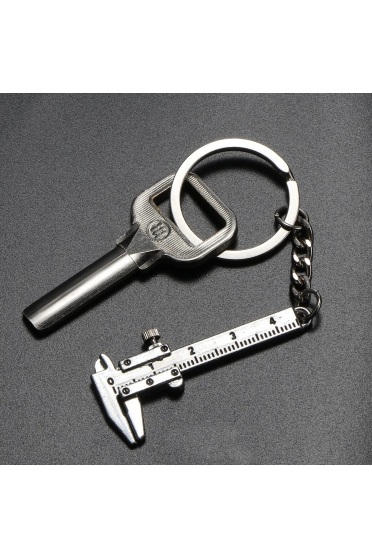 80mm Plastik Kumpas Ve Metal Mini Anahtarlık Kumpas Seti Kalınlık Ölçer Kompratör 2li Set