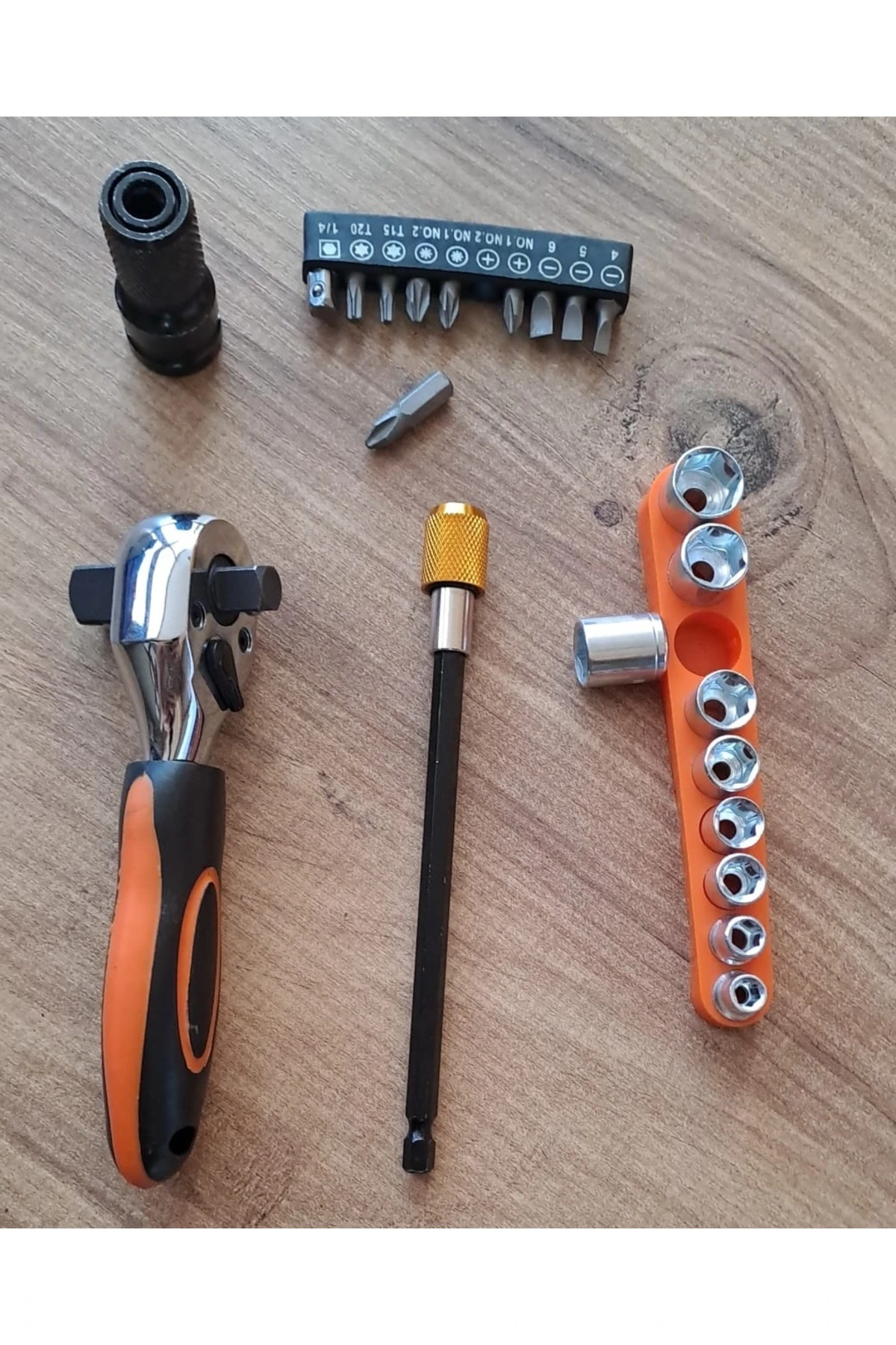 Fonksiyonel Cırcır Kolu Lokma seti 10lu bits uç 9lu Lokma Anahtar Takımı 22 Parçalı Cırcırlı Lokma