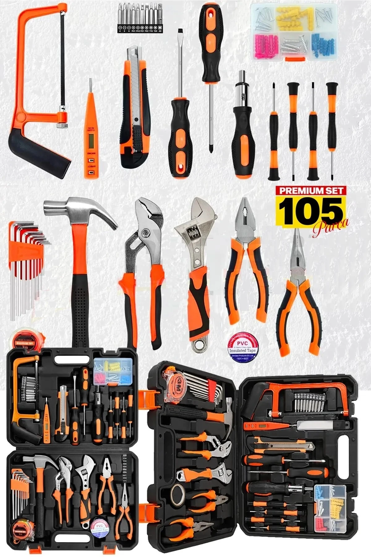 05 Parça Profesyonel Çanalı Alet Takımı Pense ingiliz lokma saatçi çekiç yan keski boru anahtar seti