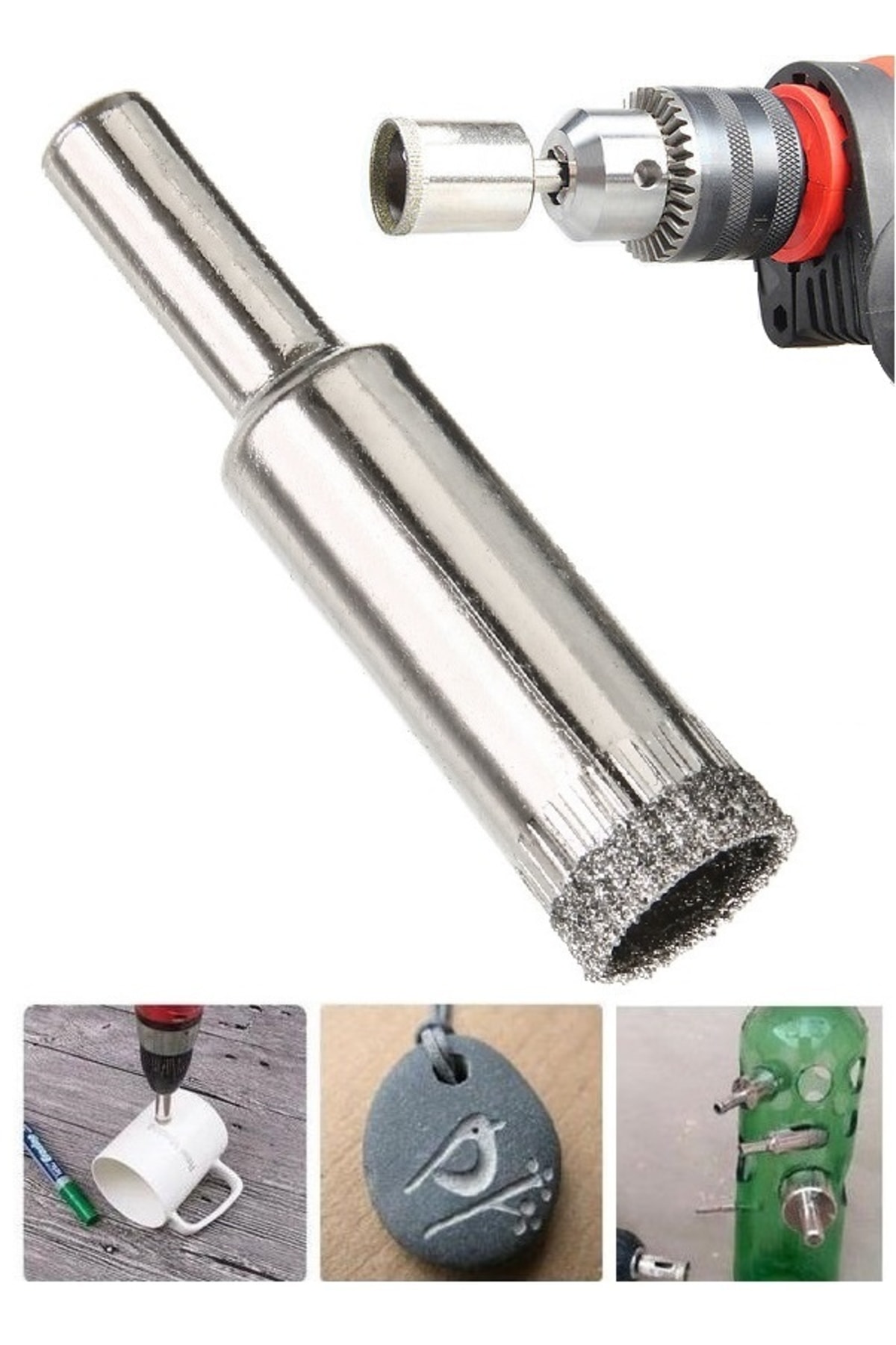 8mm Mermer Granit Fayans Cam Yuvarlak Delme Panç Elmas Uç Yuvarlak Açma Matkap Için Karot