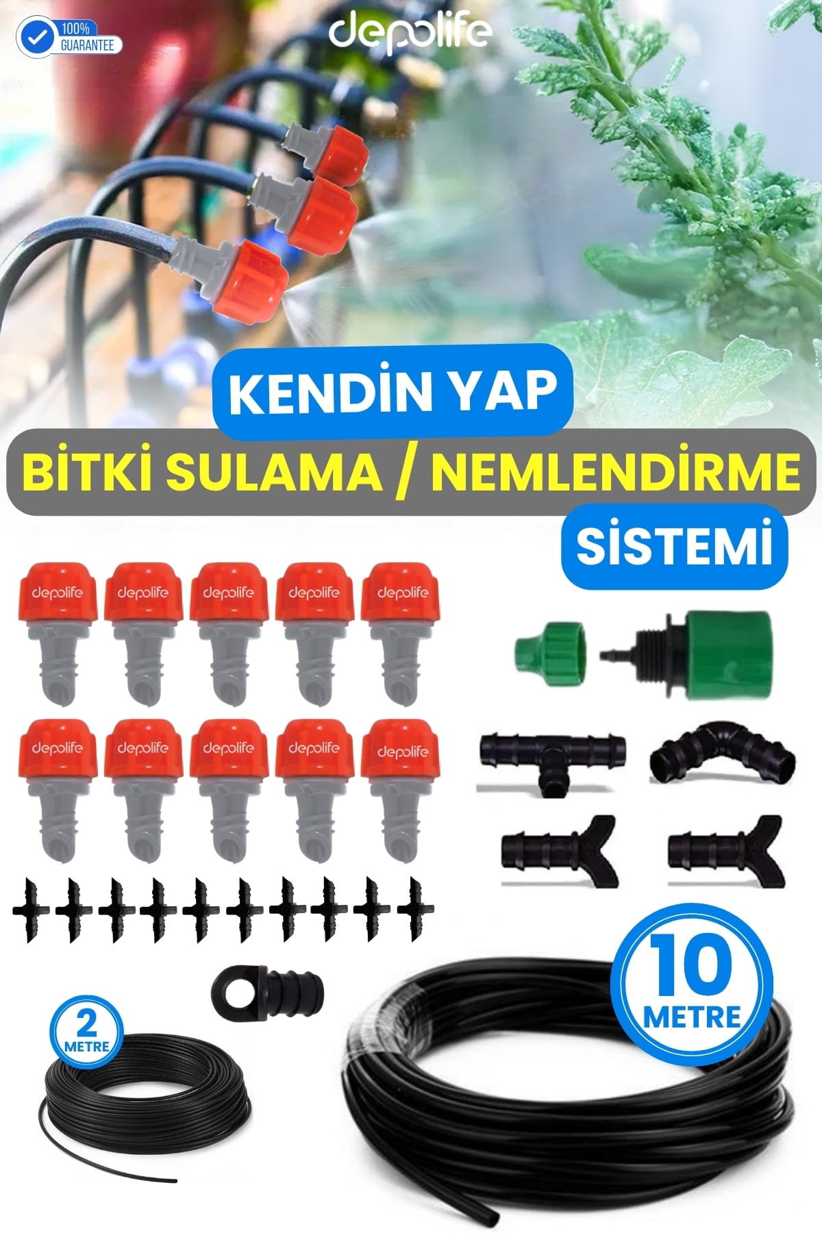 Bahçe Sera Hobi Bahçesi Tarla Saksı Sulama Nemlendirme Buharlama Sisleme Damlatma Hortum Sistemi