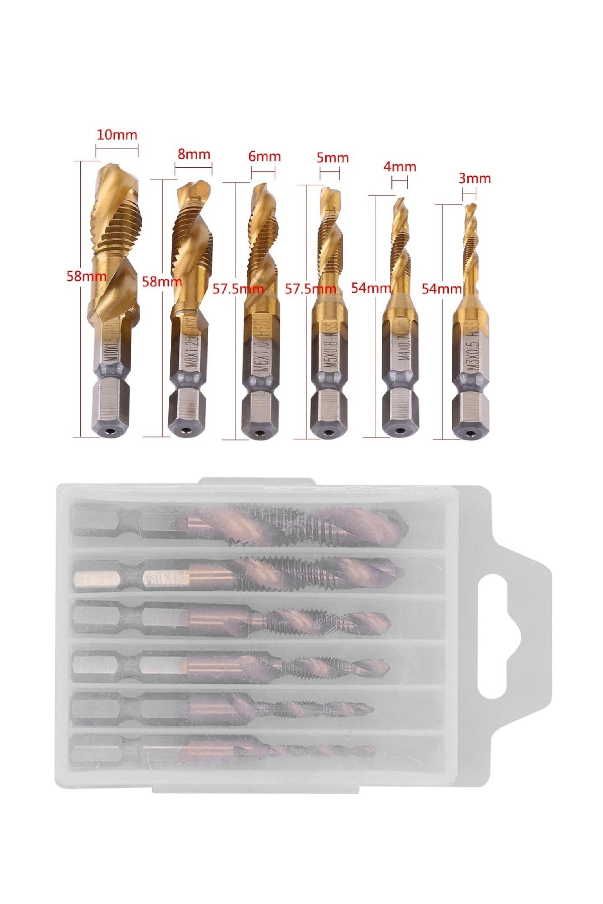 Klavuz Seti 1/4 Bıts Kendinden Matkap Uçlu M3 M4 M5 M6 M8 M10 titanyum Ahşap metal  matkap uçlu