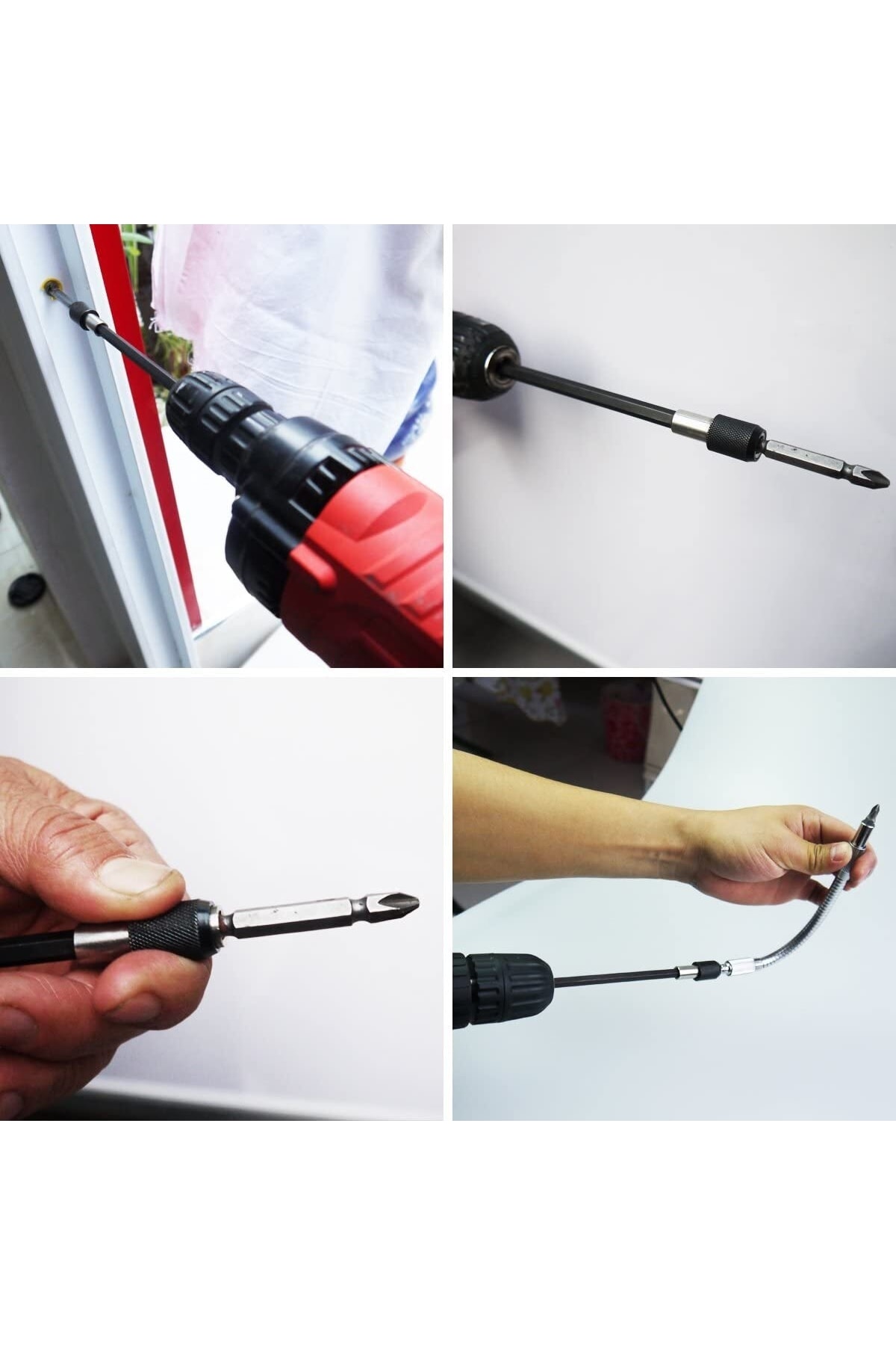 Hızlı Uç Tutucu 1/4 " 3 Parça Altıgen Şaft Manyetik Uç Tutucu Esnek Uzatma 10 Parça Tornavida Uc Set