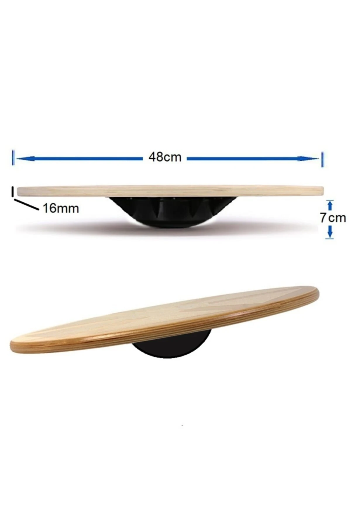 Oval Denge Tahtası Balance Board Yoga Spor Egzersiz Fitnes Platformu 48cm Yuvarlak Kontraplak