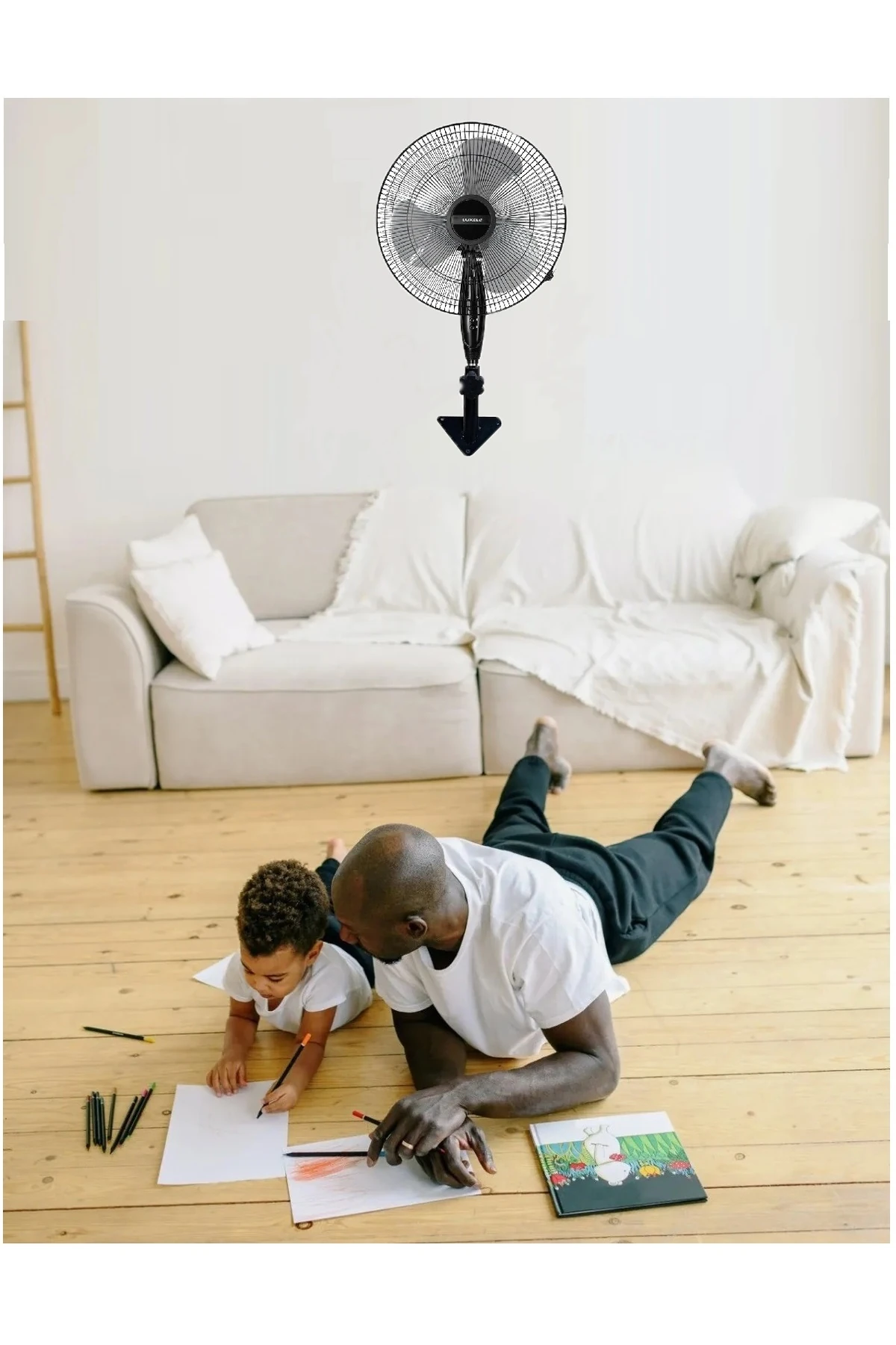 Duvar Montajlı Hava Vantilatörü 3 Kademe Hız Ayarlı Hava Pervanesi Sağ Sol Salınım