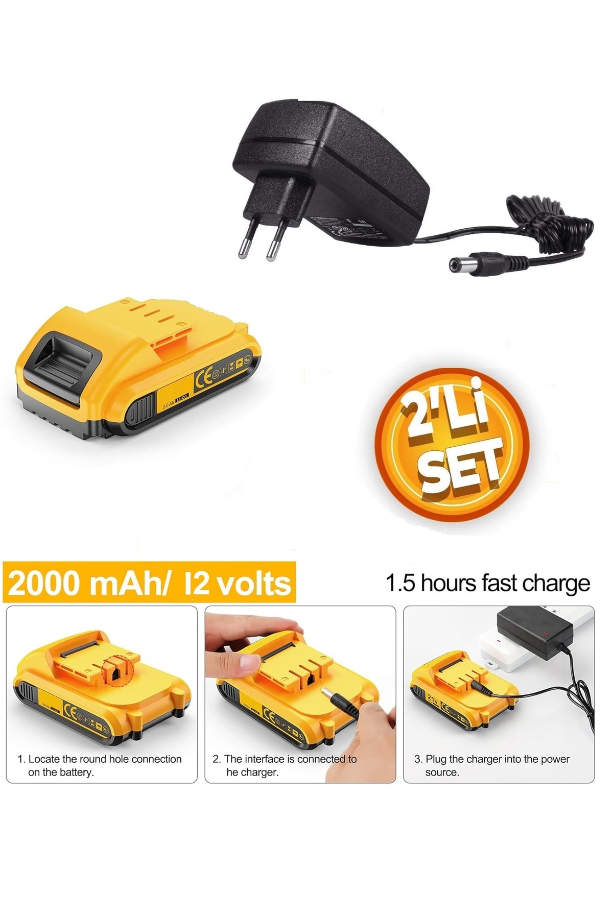 Şarlı Matkap Yedek Akü 12v Batarya ve şarj Adaptör cihazı 2li set Maxstar daflong