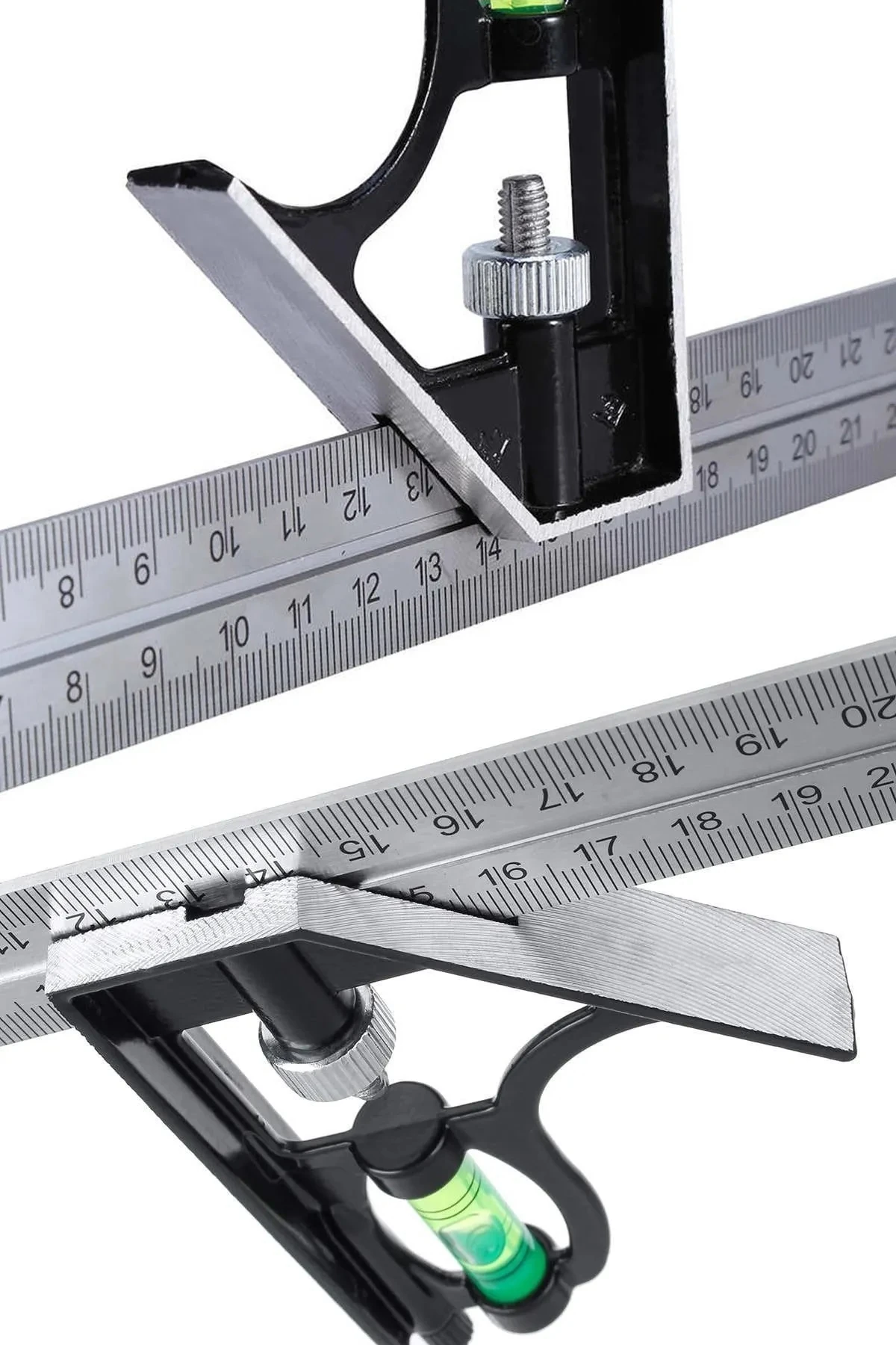 Kombine Metrik Gönye Alüminyum Su Terazili 300mm 45-90 Derece Kombine Cetvel