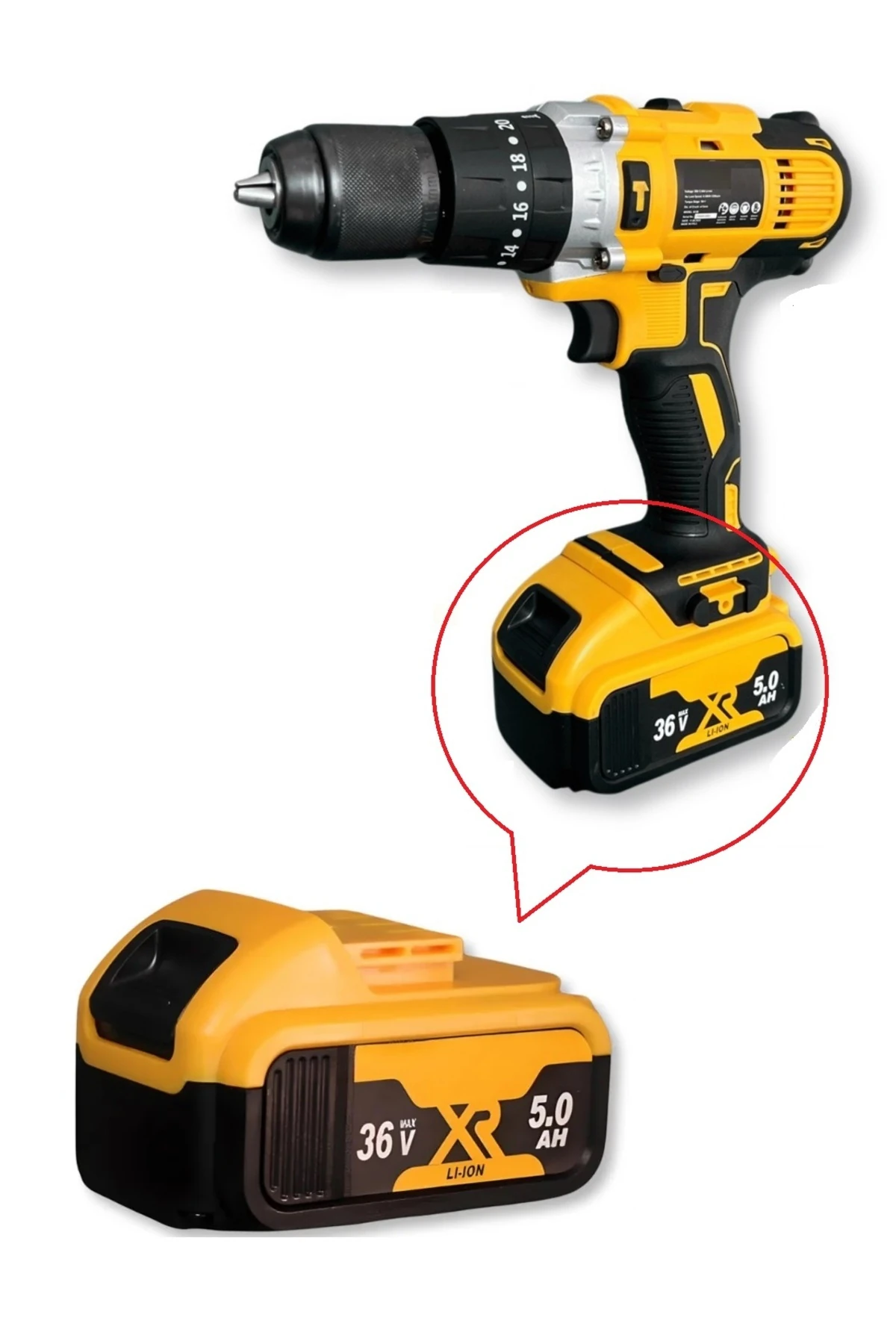 Şarjlı Matkap Için Yedek Batarya 18v 21v 36v Volt Şarjlı Makine Aküsü 10lu 18650 pil grubu 5.0 Amper