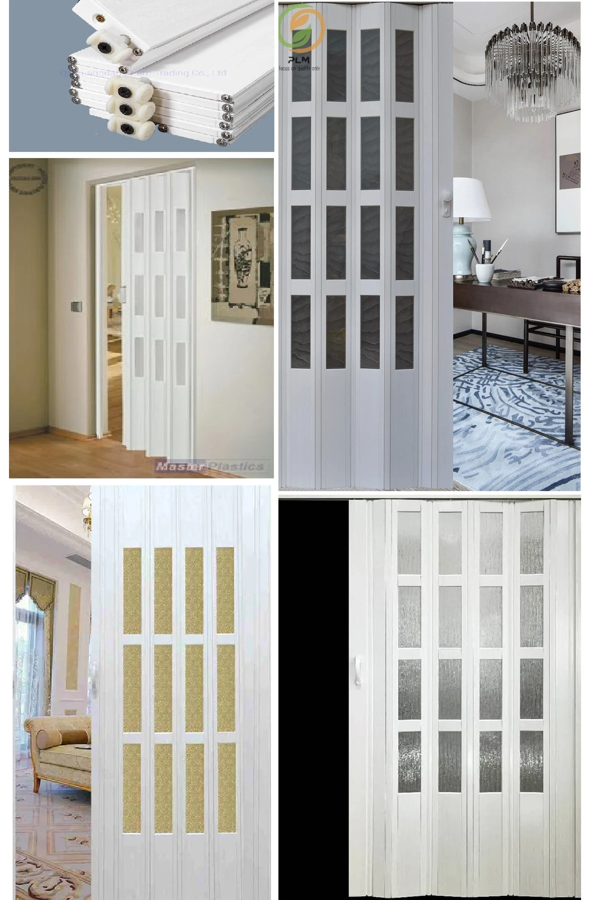 Katlanır Kapı Camlı Beyaz 82x203cm Akordiyon Kapı Camlı Beyaz