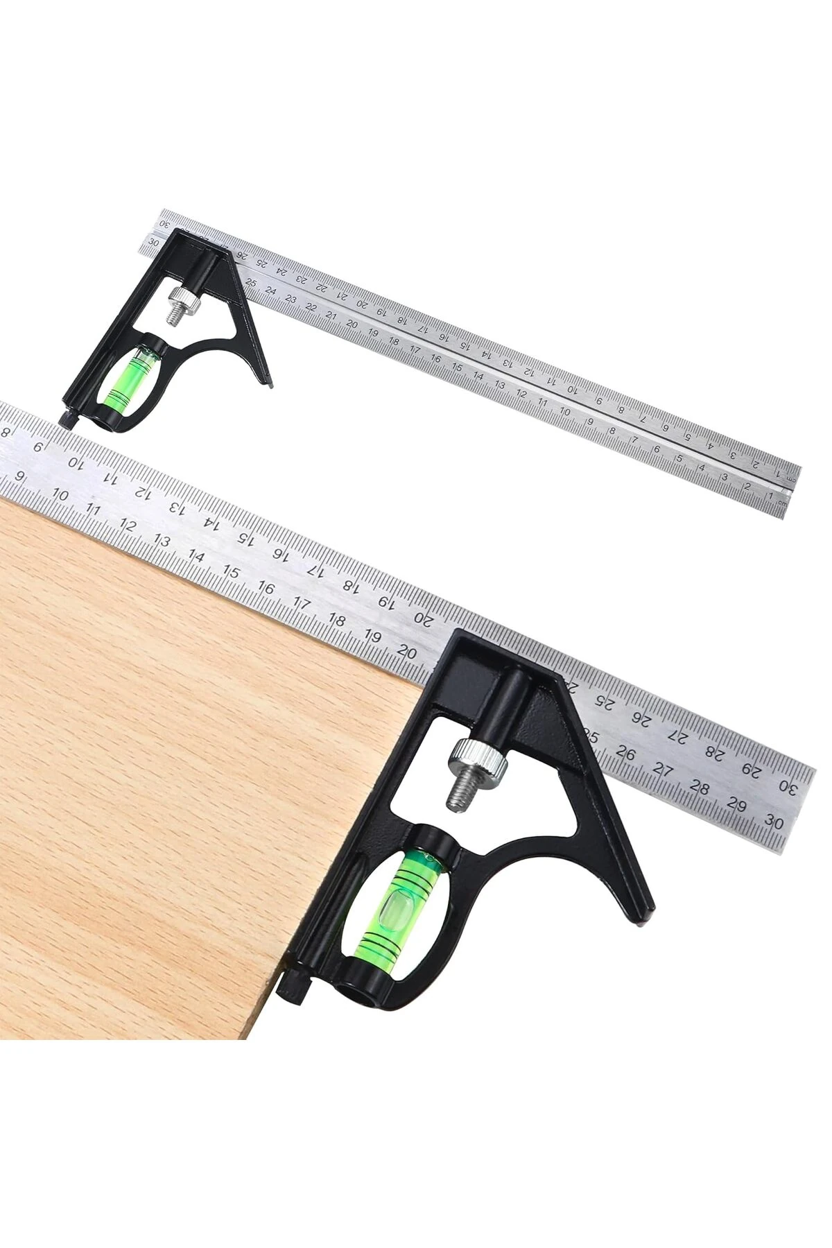 Açılı Kombine gönye Su Terazili 5 Metre Şerit Kumpas Seti Marangoz Mühendis Mimar El Alet Seti