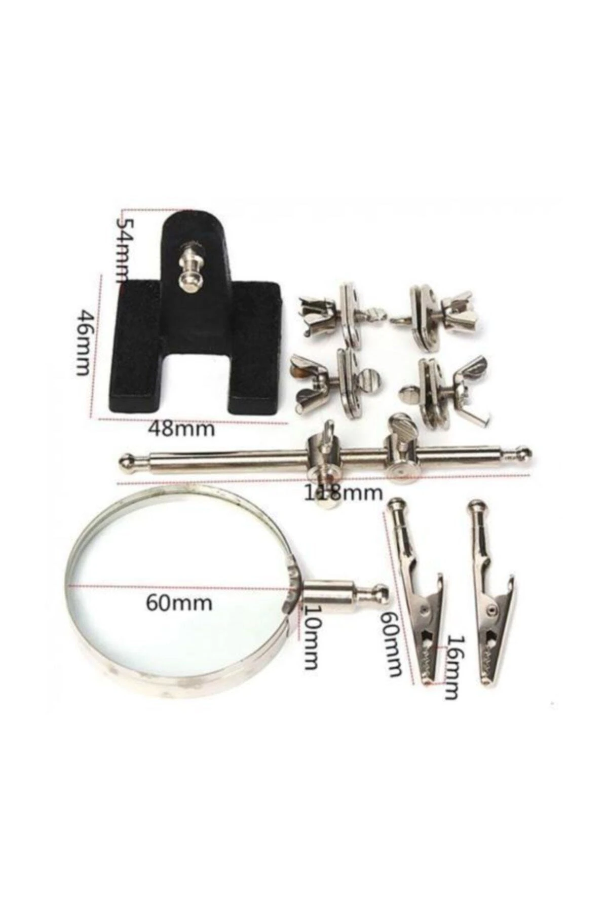 Çok Fonksiyonlu Çift Kollu Ayarlanabilir Tamir Büyüteç Seti