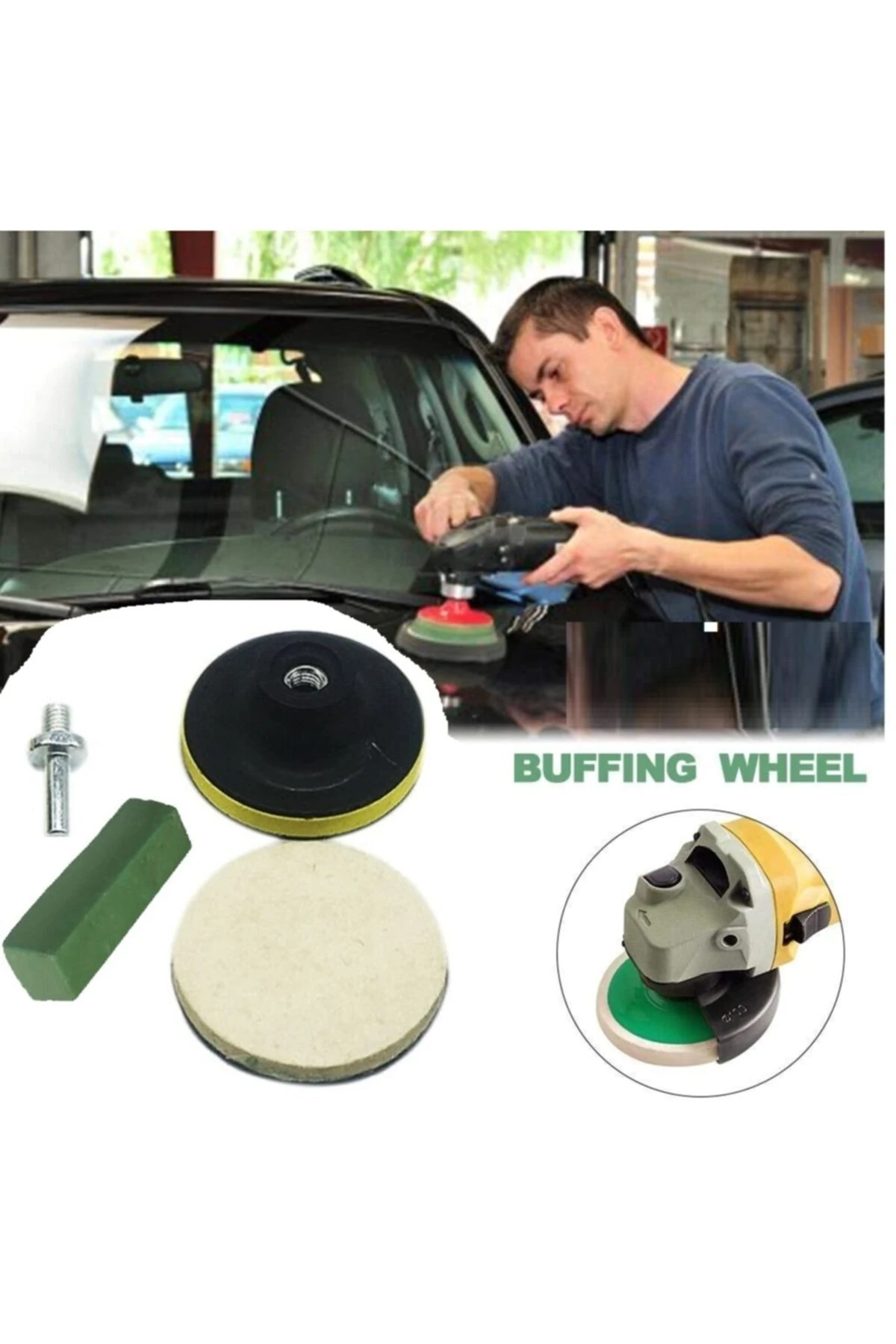 Yıldız Cila Tüm Metaller Için Parlatma Polisaj Pastası Balmumu Macunu 115mm Cırt Yün Keçe Seti