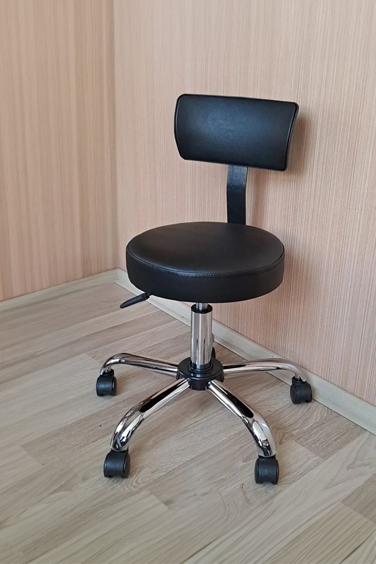 Ofis Laboratuvar Öğrenci Büro Tabure Metal Ayak Tekerlekli Sandalye Sırt Dayama Çalışma Koltuğu