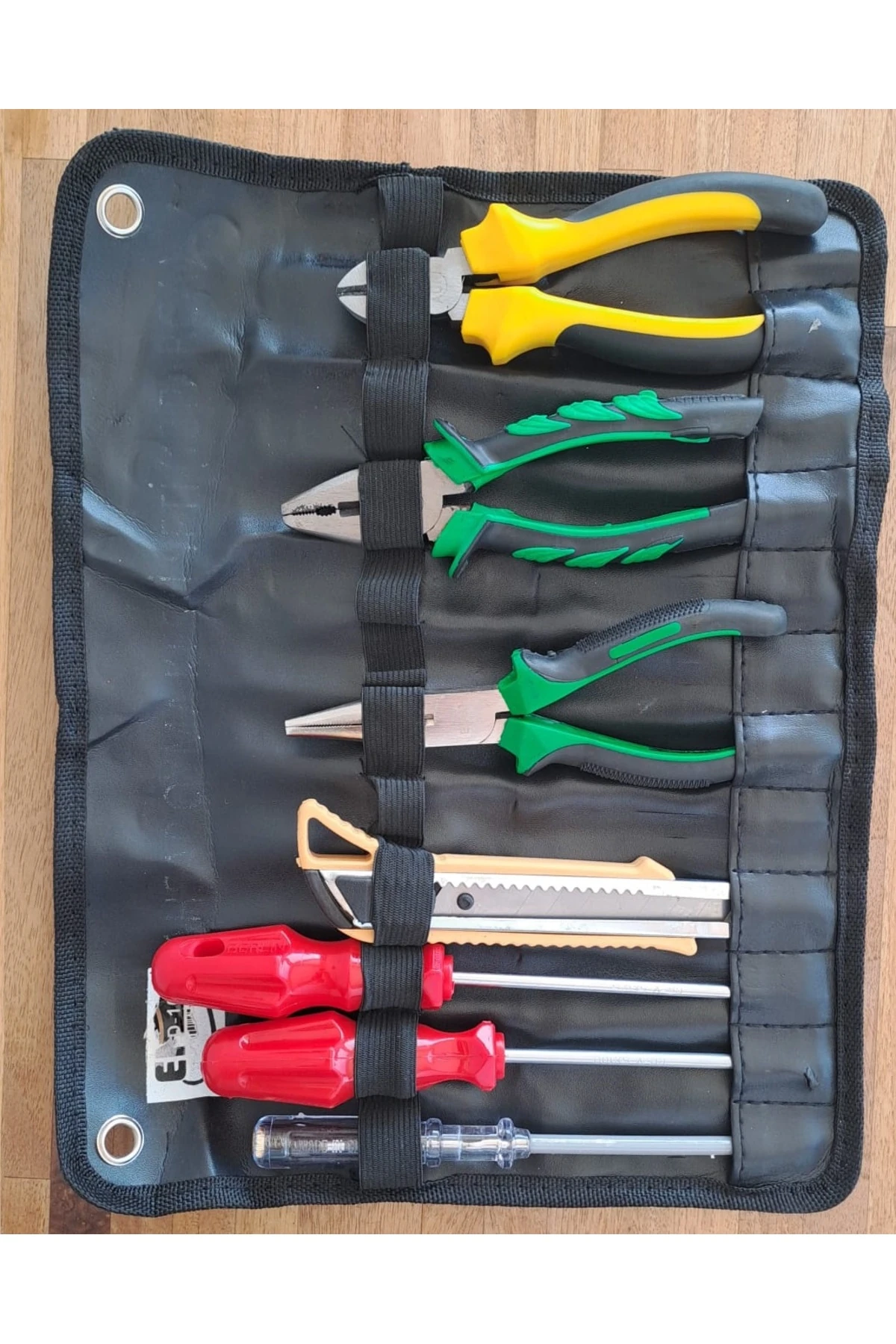 Pense Yan Keski Tornavida Gargaburun 2li Tornavida Kontrol Kalemi Falçata Takımı Izoleli 8 parça set