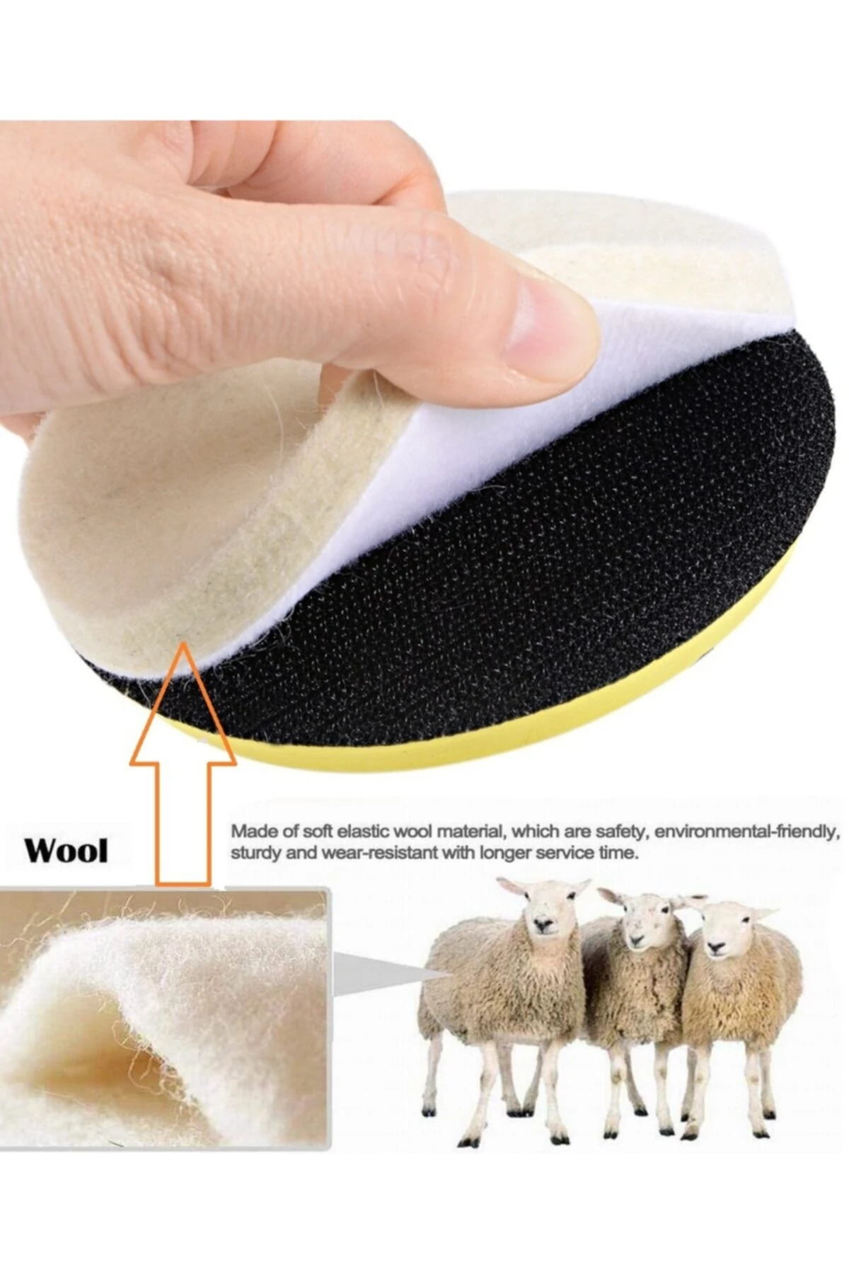 Yıldız Cila Tüm Metaller Için Parlatma Polisaj Pastası Balmumu Macunu 115mm Cırt Yün Keçe Seti