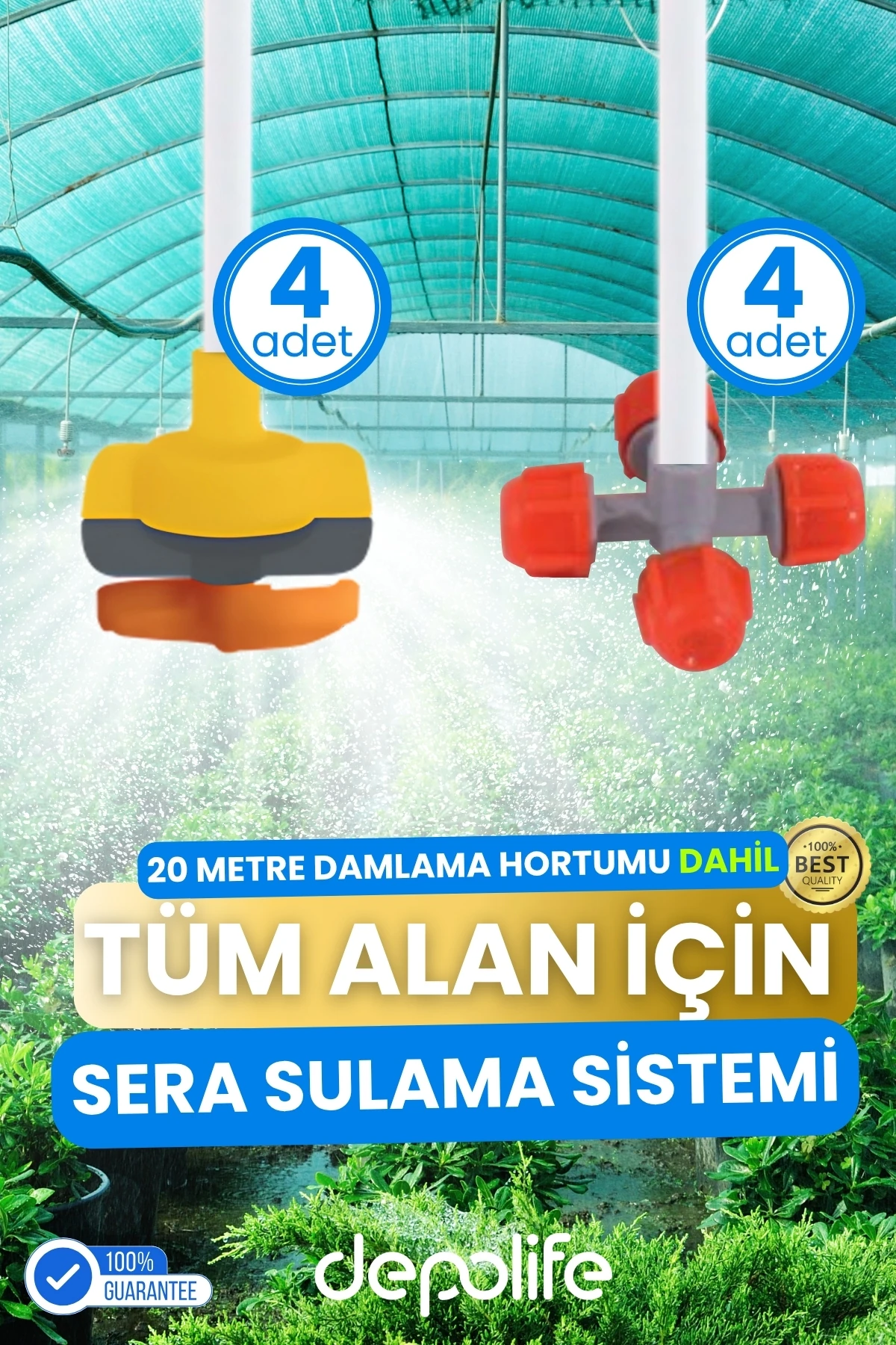 Sera Bahçe Tarla Mini Sprink Buharlama Sisleme Nozulu Hortum Sulama Seti