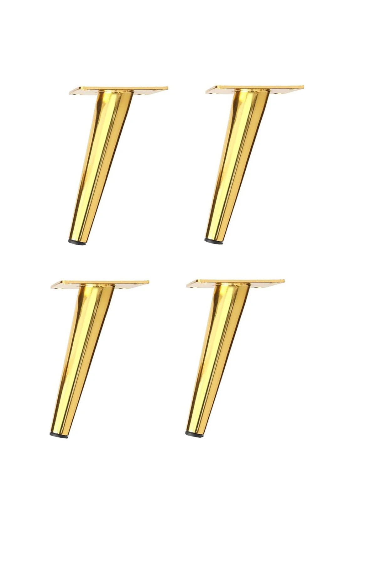 Altın Rengi Eğimli Metal Mobilya Ve Koltuk Ayağı Pabuçlu Güçlü Ayak Seti 4 Adet 23cm