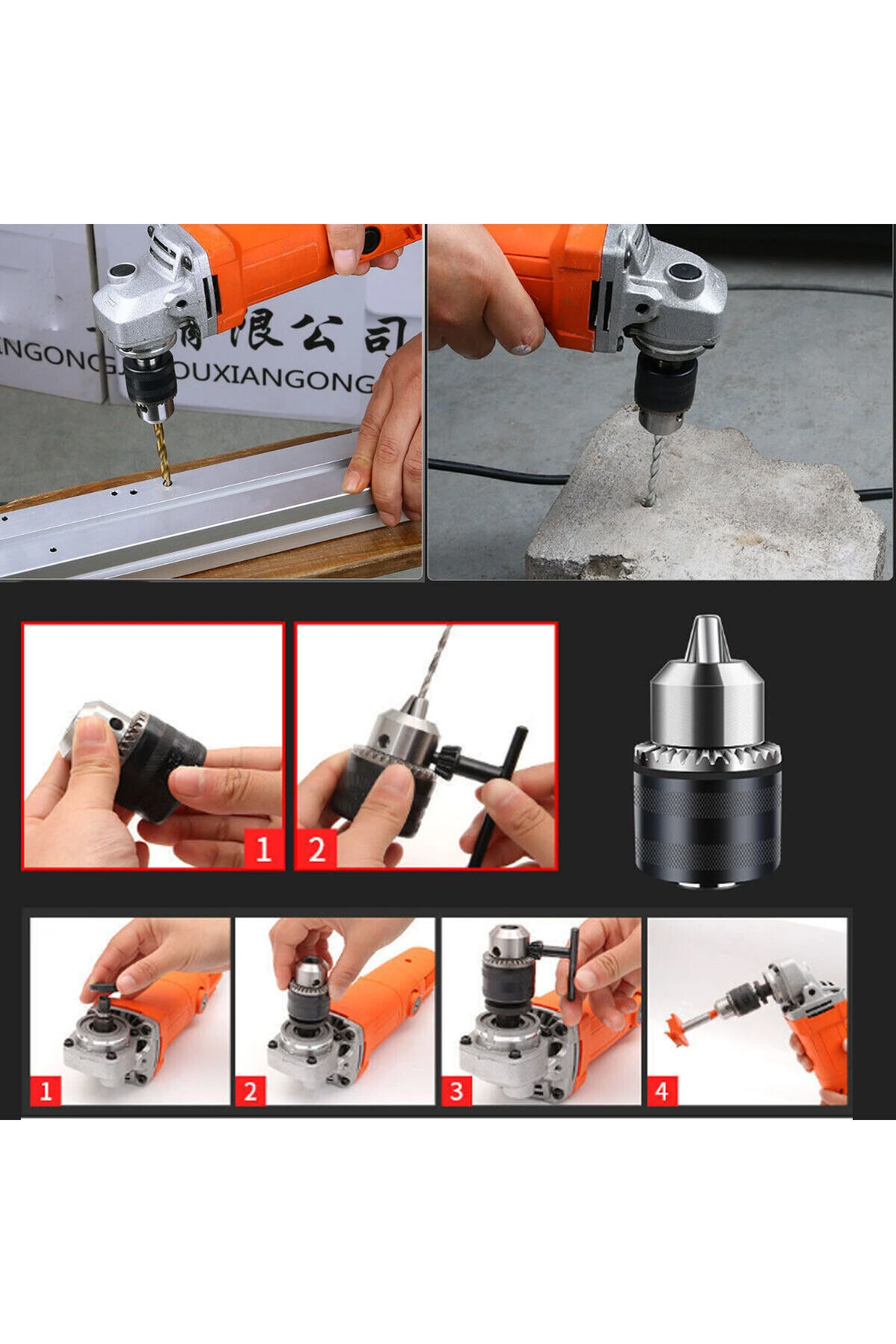 Avuç Taşlama Spiral Makinesini Mandrenli Matkaba Dönüştüren Adaptörlü Çelik Mandren Anahtarlı