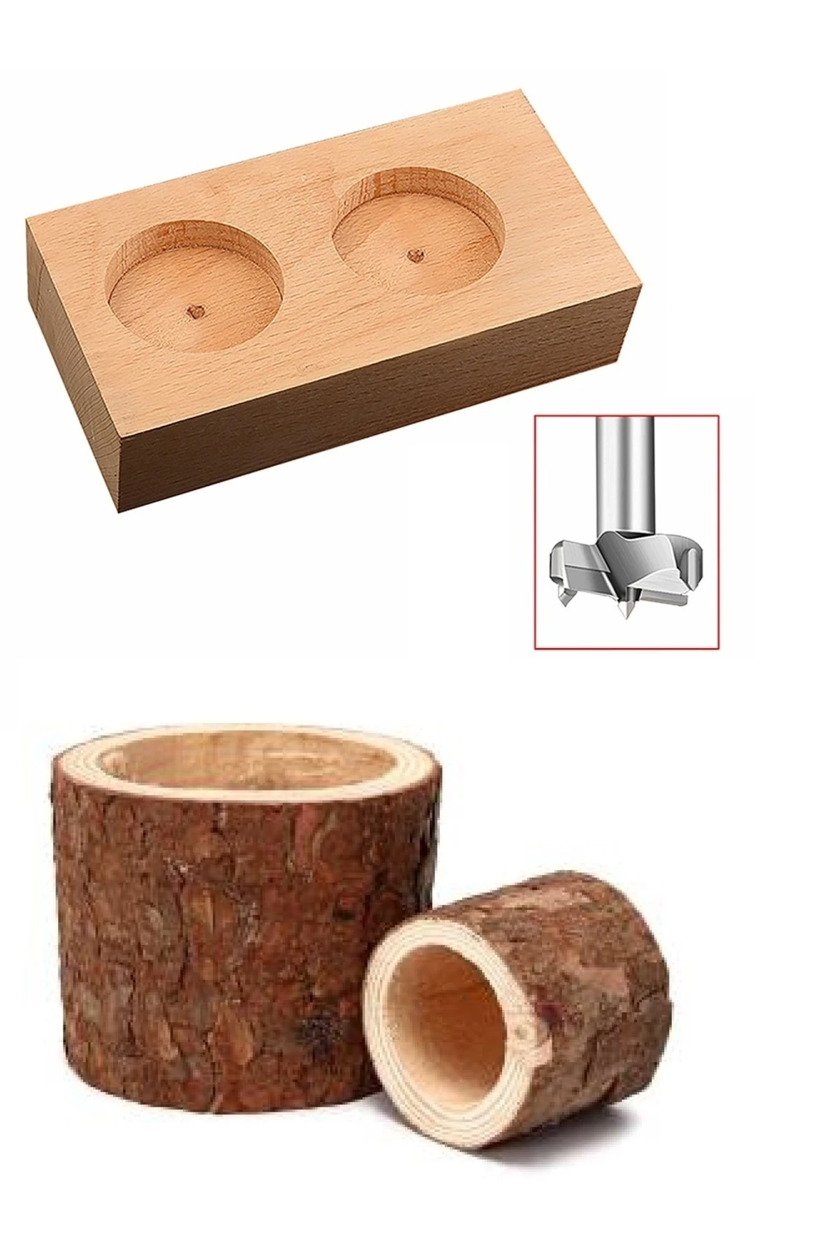 Ahşap Delme Panç Seti 35mm 65mm 70mm 3lü Karot Set Matkap Freze Ucu Menteşe