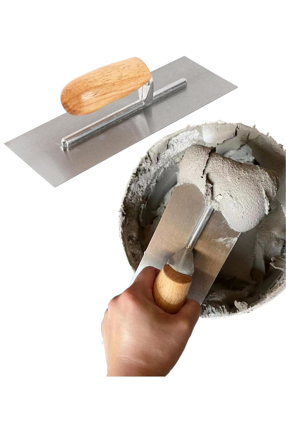 Alçı Kaleterasit Malası Ahşap Saplı Çelik Sıyırma Düzeltme Temizleme Sıvacı Harç Sonlama Malası