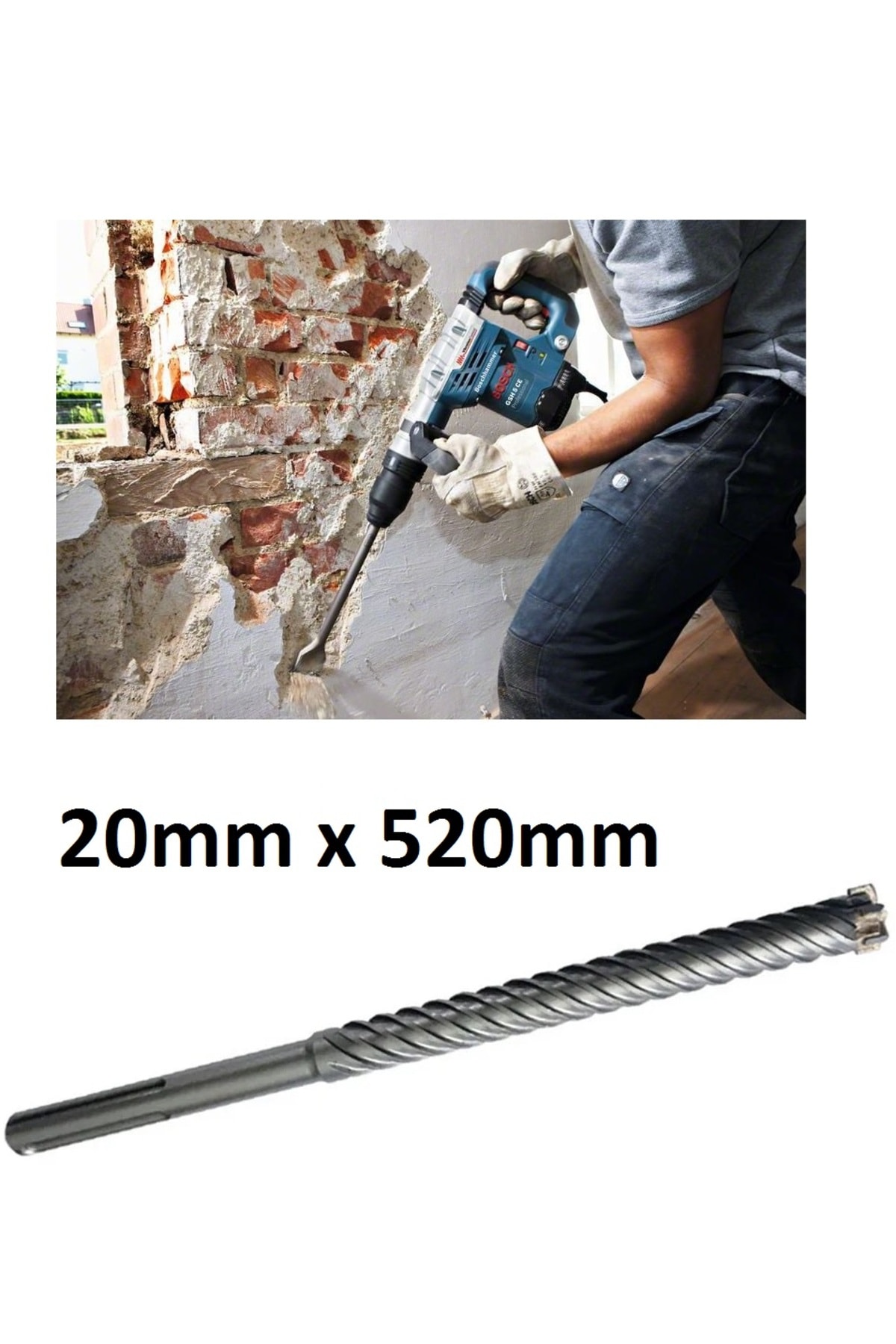 Sds Max Kırıcı Delici Için Matkap Ucu 20mm 4 Elmas/flüt Elmaslı Sdsmax 20mmx540mm