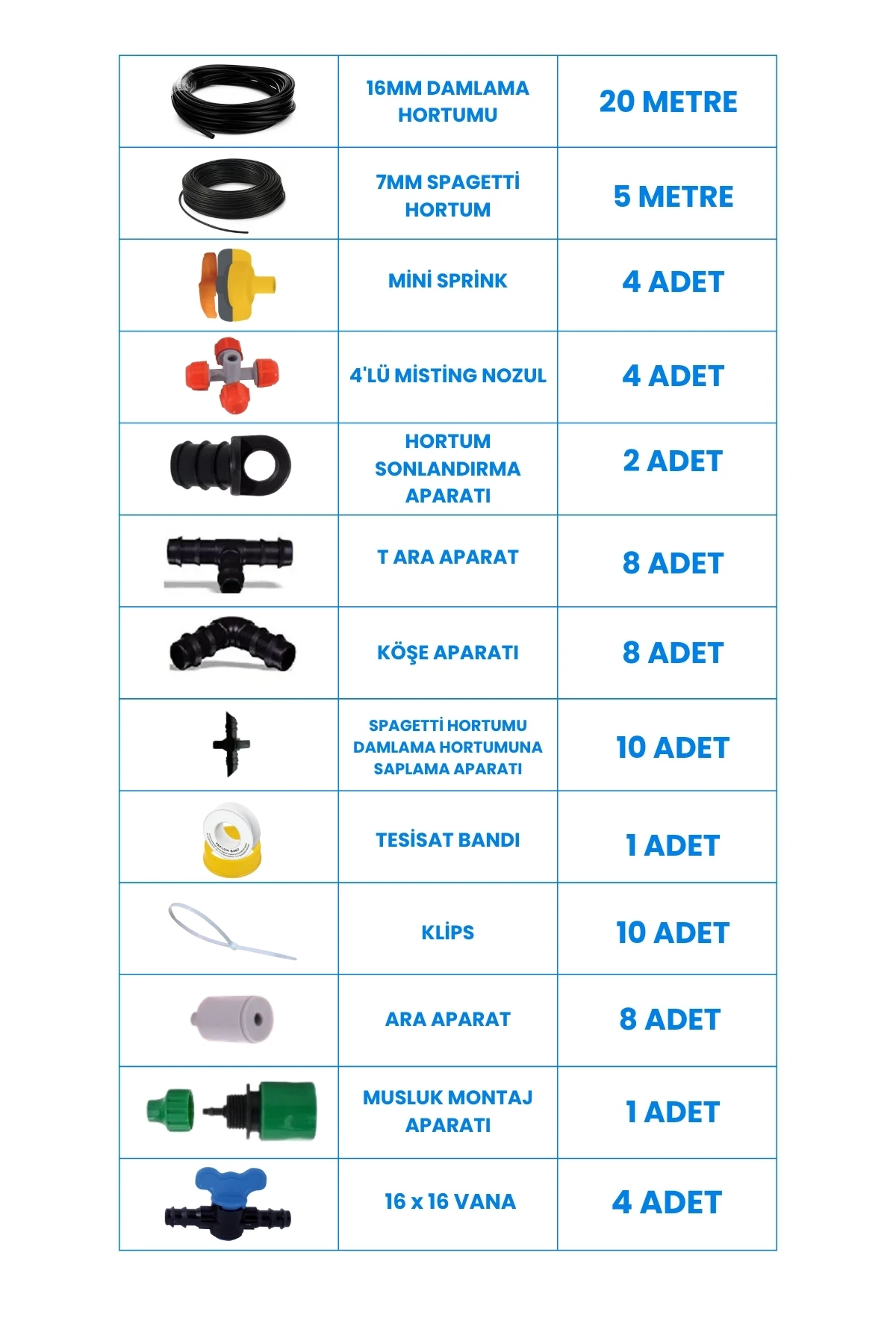 Sera Bahçe Tarla Mini Sprink Buharlama Sisleme Nozulu Hortum Sulama Seti