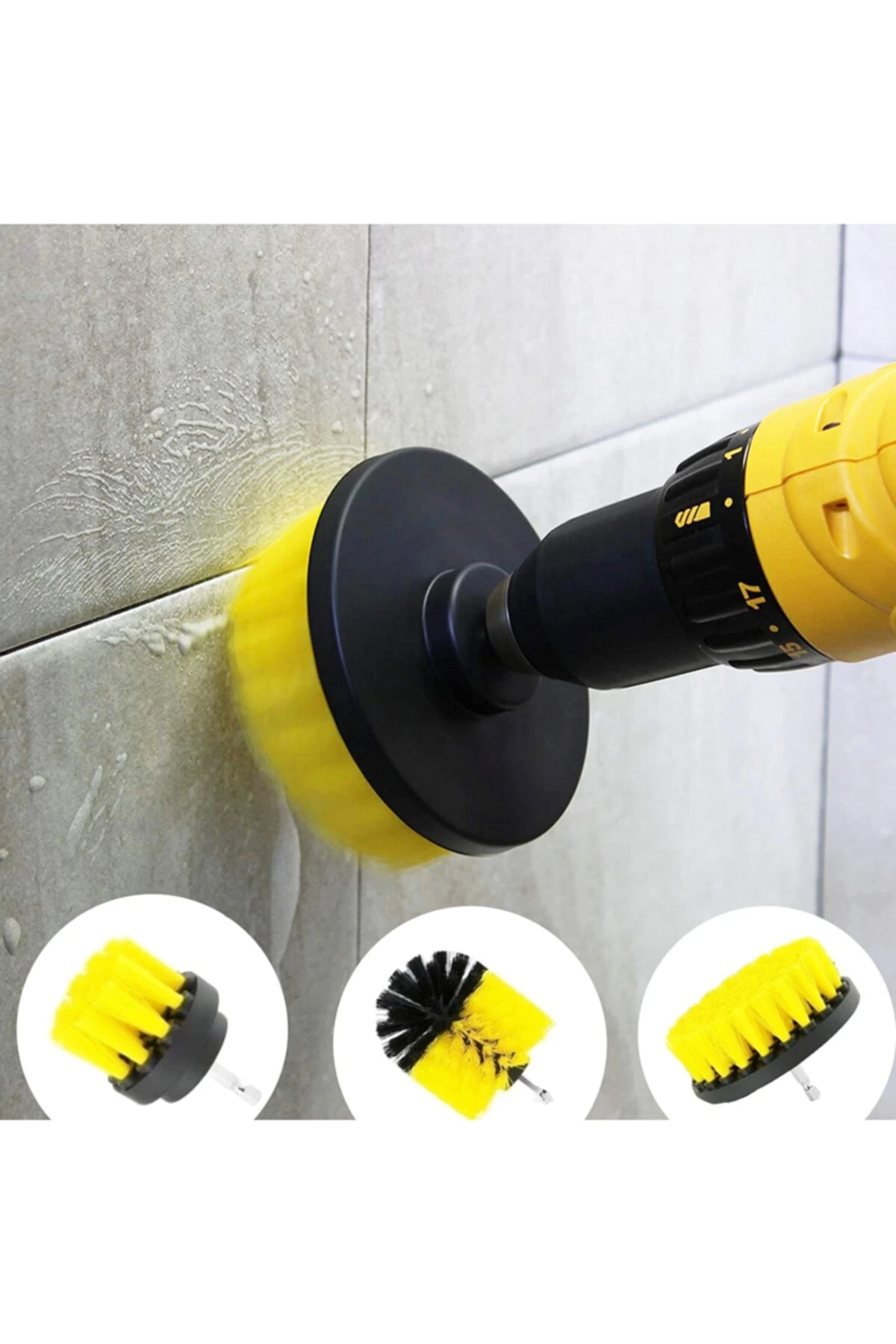 Matkap Için Pimli Temizlik Fırça Seti Banyo Mutfak Oto Jant Koltuk Halı Fayans Temizleme Fırça Kiti