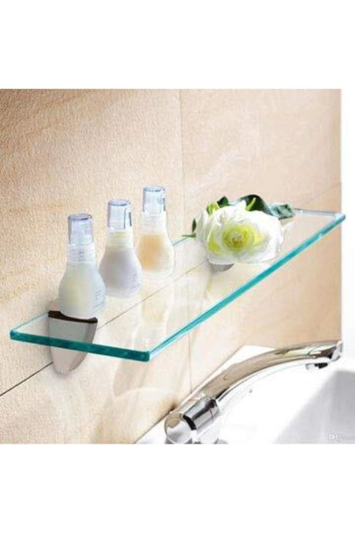 Cam Raf Ikili Set Banyo Duvar Ahşap Montajlı Etejer Rafı Rodajlı Cam Rafı Montaj Aparatlı Etajer