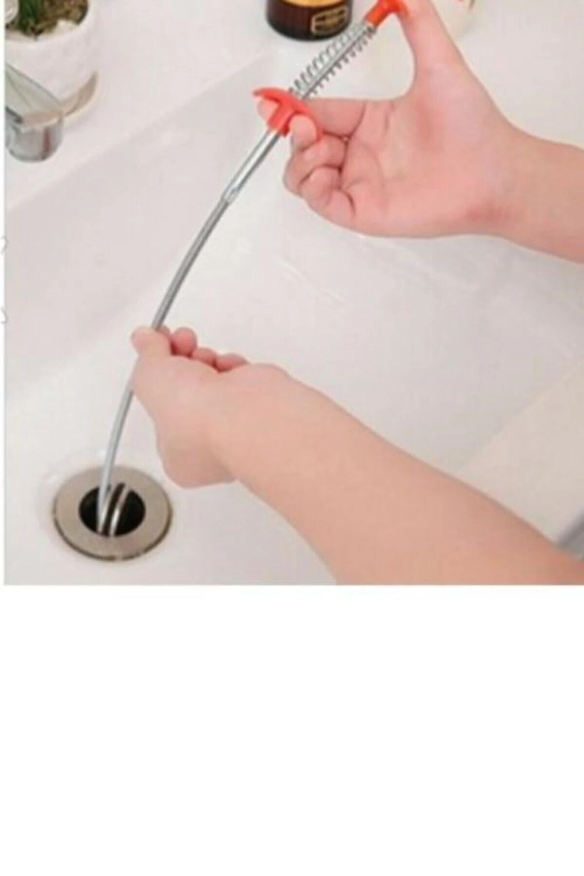 Kıskaç Tıkalı Lavabo Ve Gider Borusu Açma Aparatı Yaylı Esnek Lavabo Açıcı 60cm