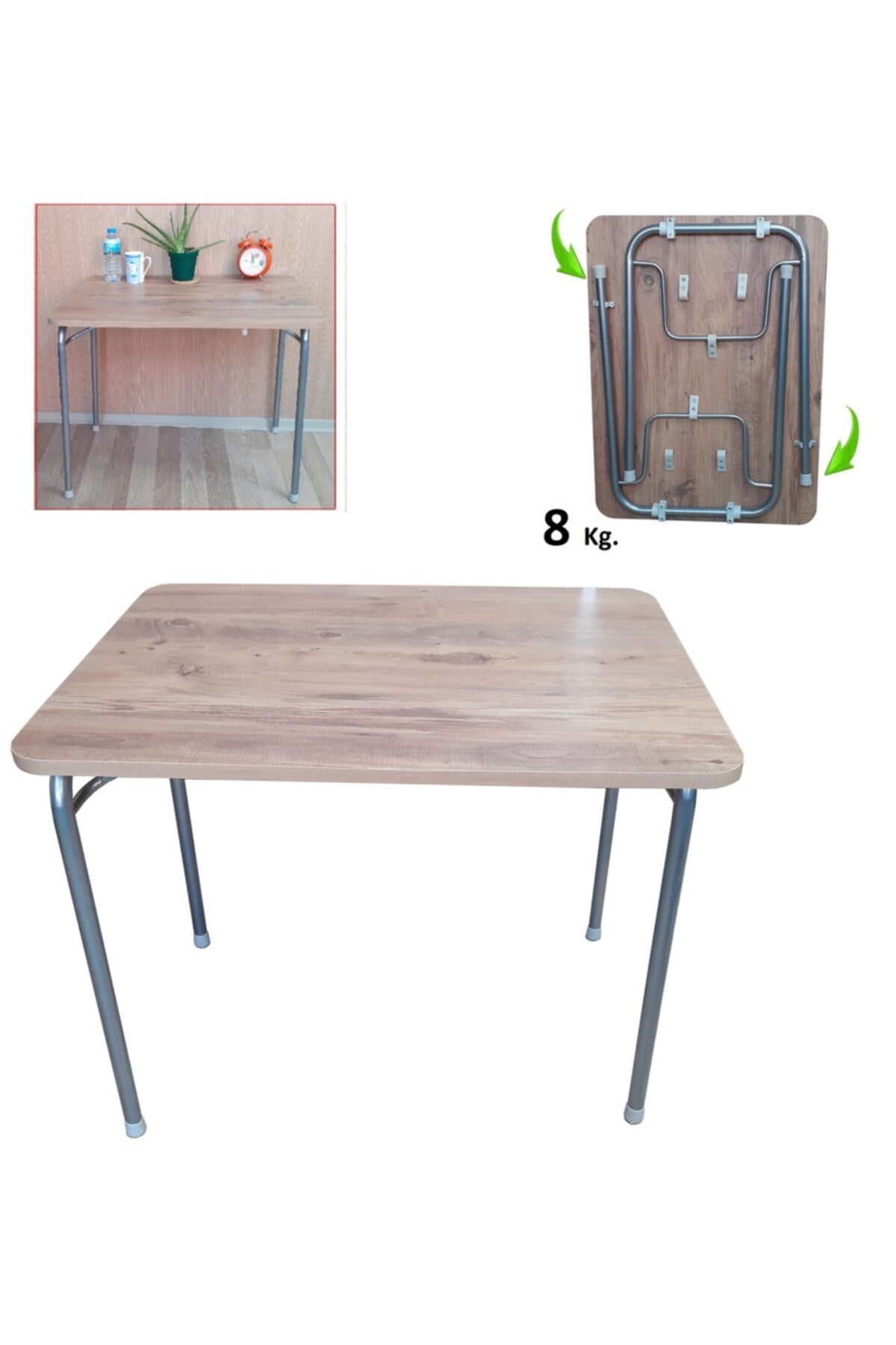Pratik Katlanır Ayak Mutfak Yemek Masası Balkon Ders Çalışma Piknik Masa 60x80cm Ceviz
