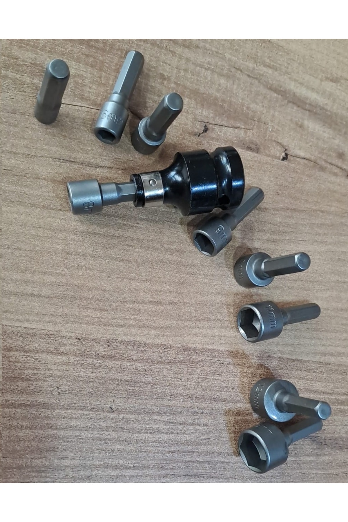 Somun Sökme Sıkma Torklu Makine için 9 adet lokma seti ve bits Adaptör 1/2 Hex