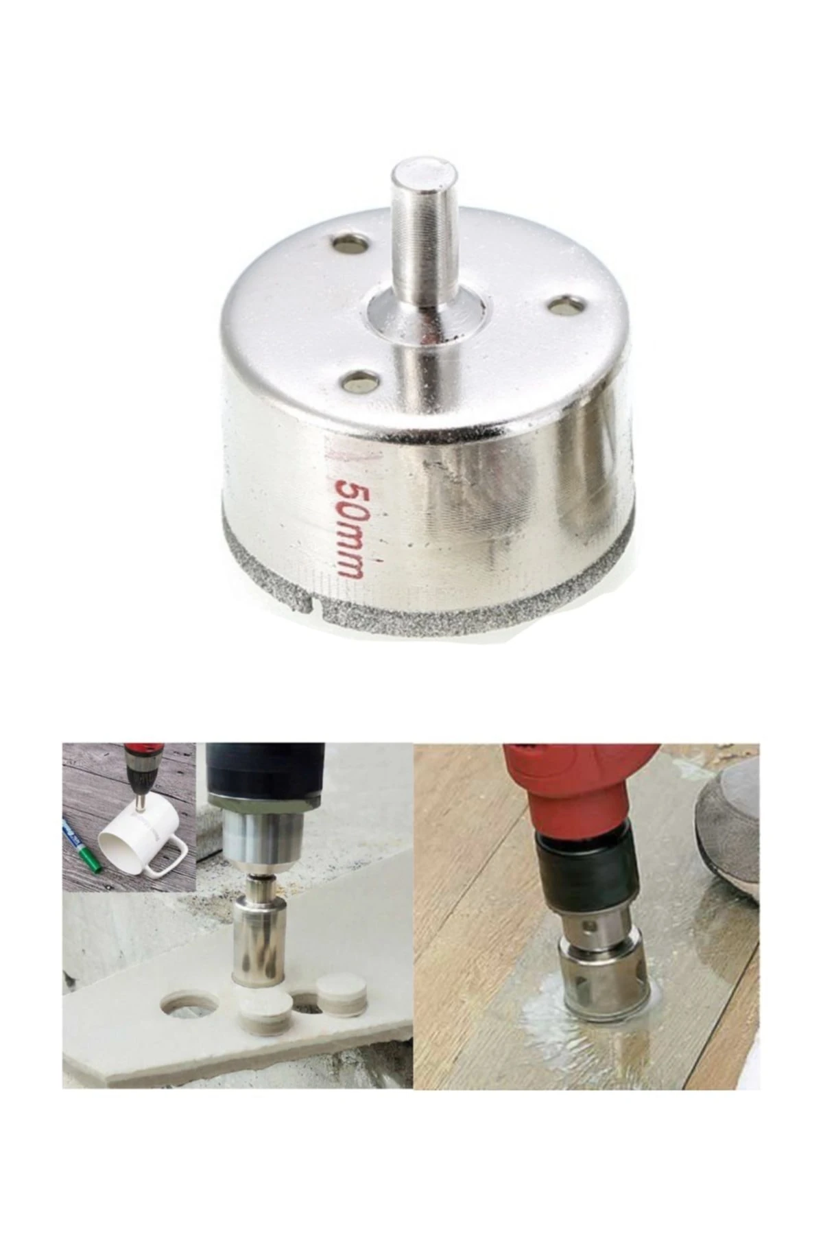 Seramik Fayans Delme Elmas Uç 50 Mm Granit Mermer Delik Açma Matkap Ucu