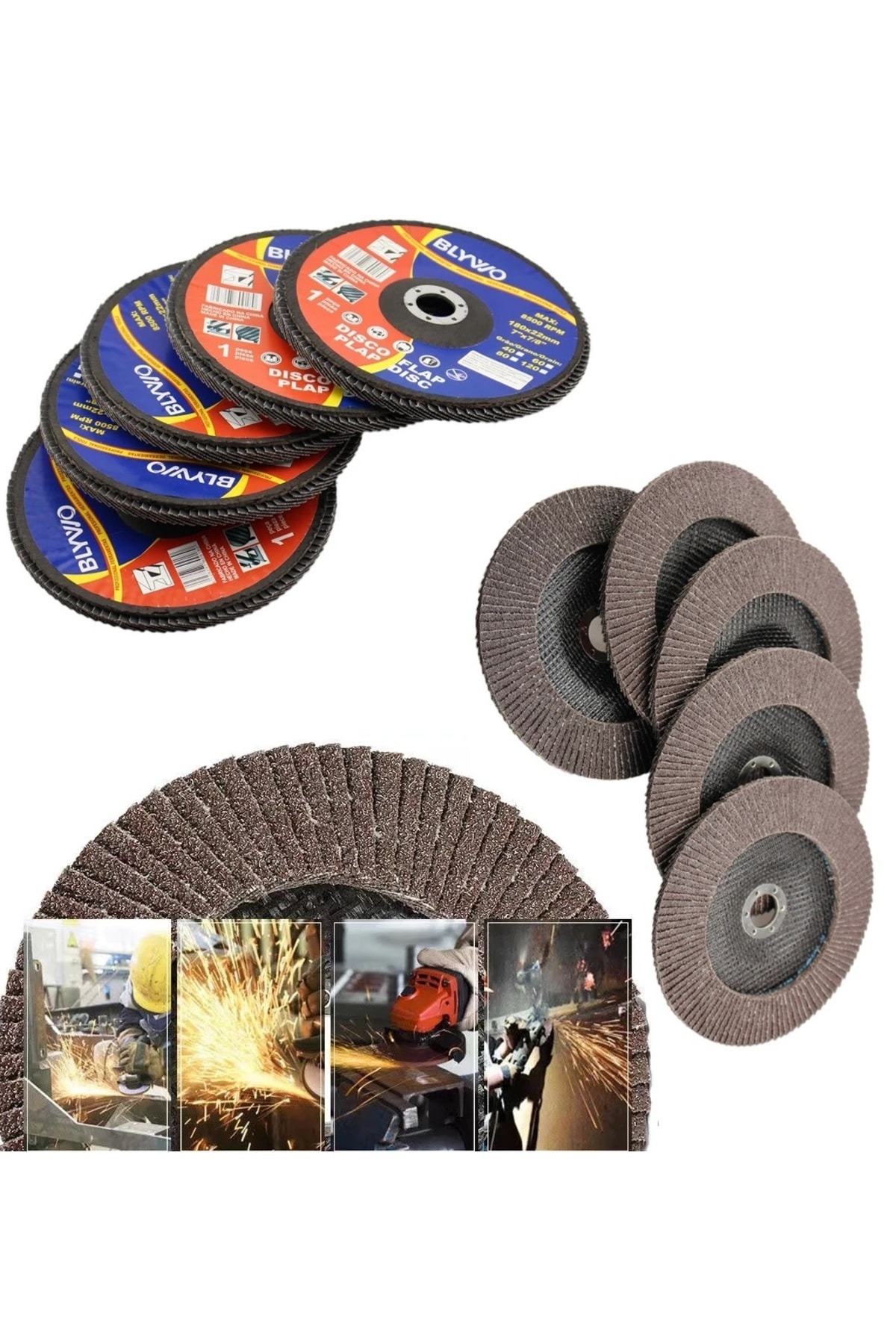 180mm flap disk zımpara Seti taşlama makinesi için büyük form metal ahşap zımparalama diski 5 adet