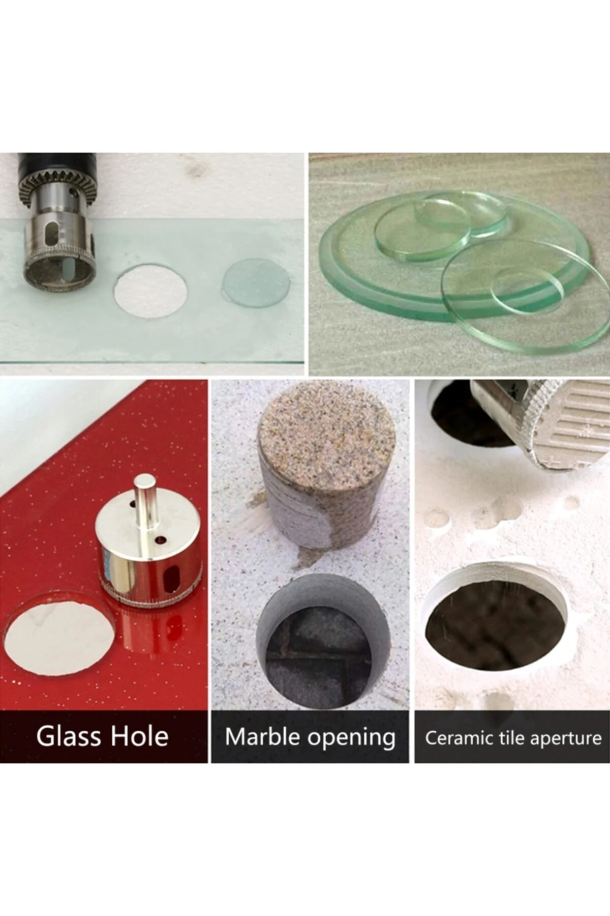 Mermer Granit Fayans Porselen Cam 22mm 30mm Yuvarlak Delme Pancı Elmas Uçlu Delik Açma Karot Ucu 2li