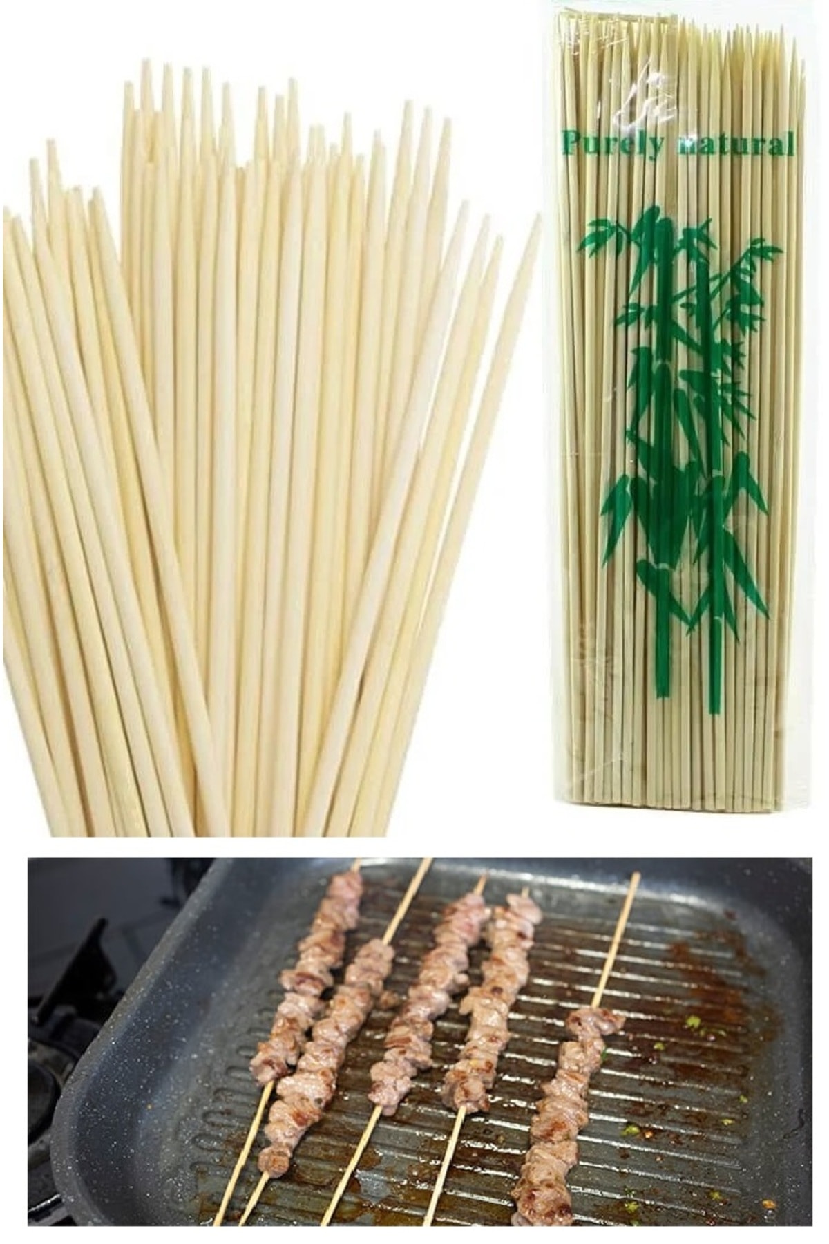 Bambu Çöp Şiş cubuğu 200 Adet mangal gril barbekü ızgara için ahşap bambudan şiş çubuk