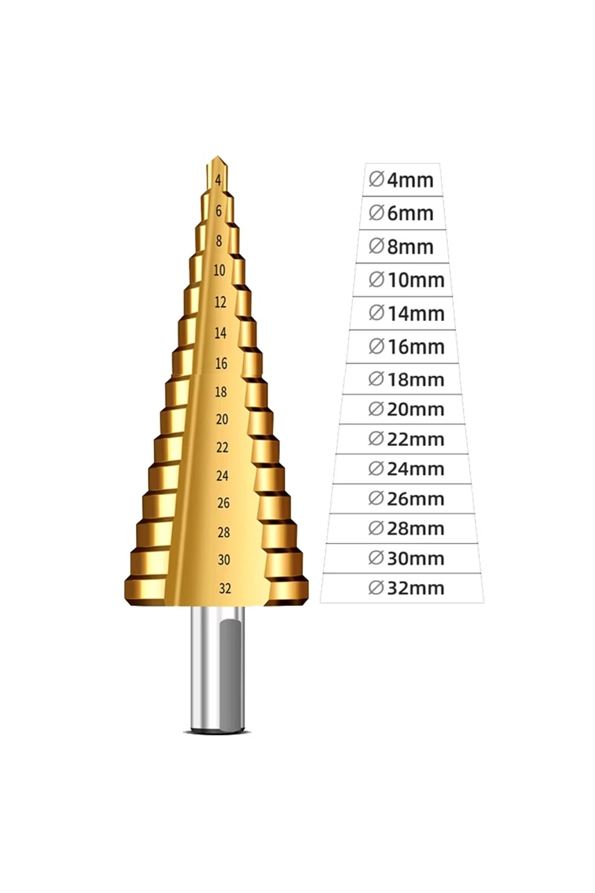 HSS Matkap Freze Uc Seti Pah Kırma Raybalama Kademeli Adım Delik Açma ucu Kozalak Kesici Titanyum