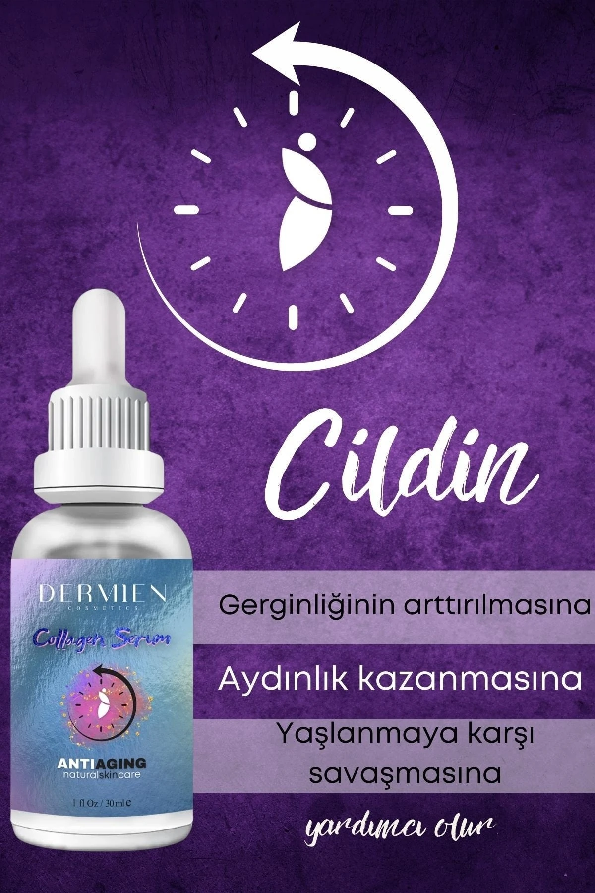 Yaşlanma Karşıtı, Aydınlatıcı, Kolajen, Hyaluronik Asit, B5 Cilt Bakım Serumu 30ml