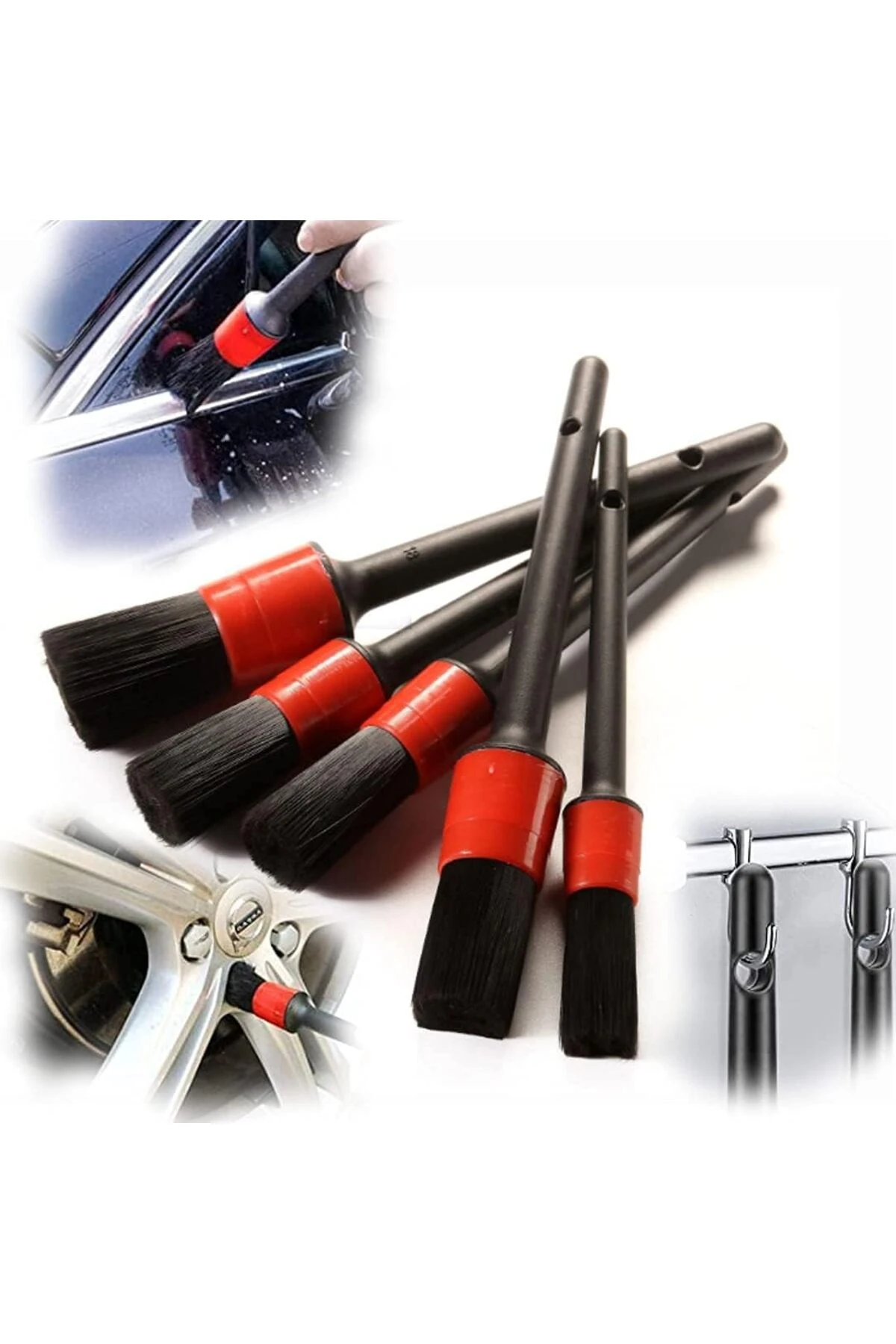 Detay temizlik fırça seti oto araç iç dış detaylı temizlik fırça takımı 5li ıslak kuru temizlik