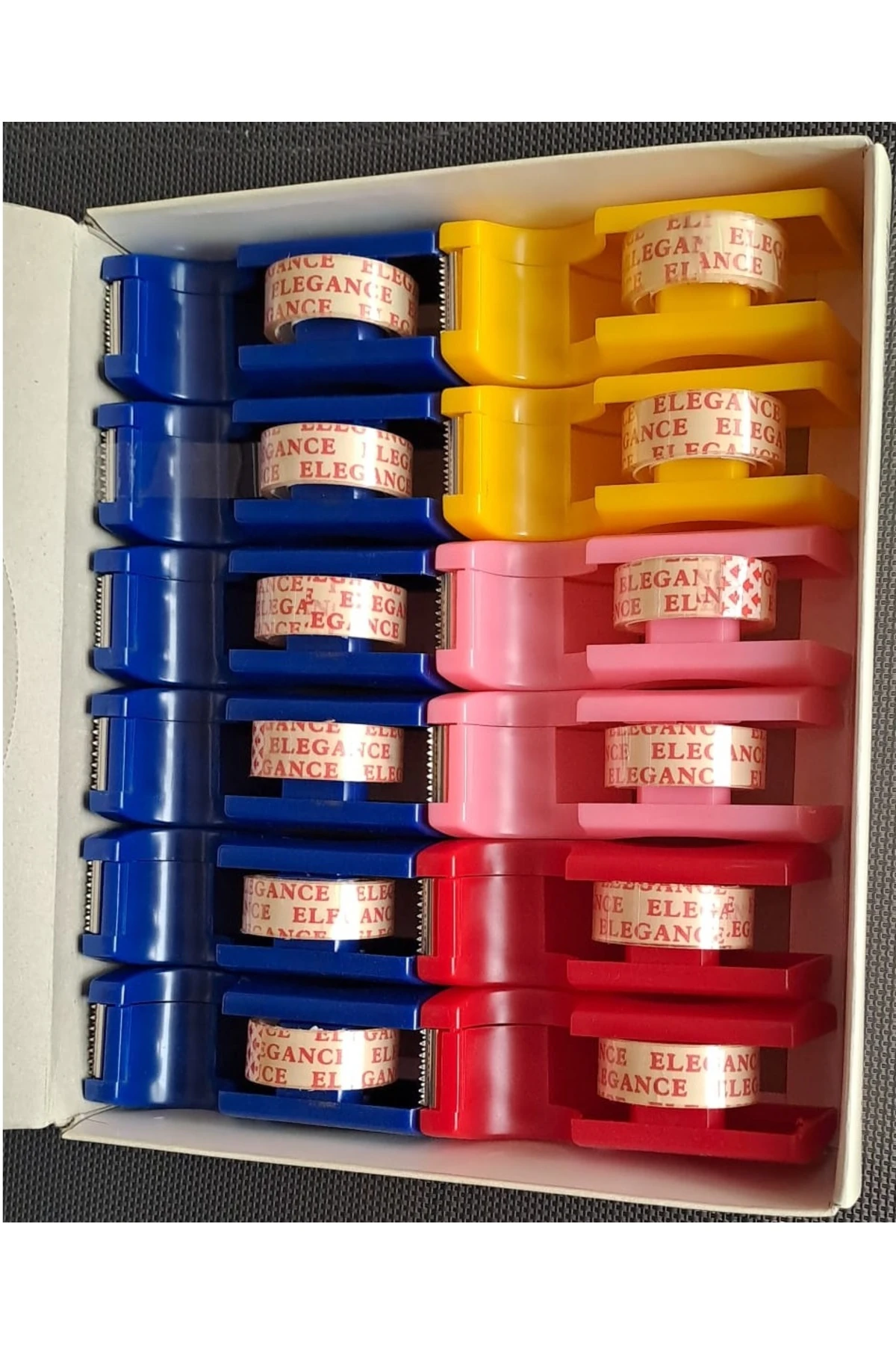 Şeffaf Para bandı seti 12 parça dispanserli 10mt Selo Bantlı Bant kesme Makinası şerit bant