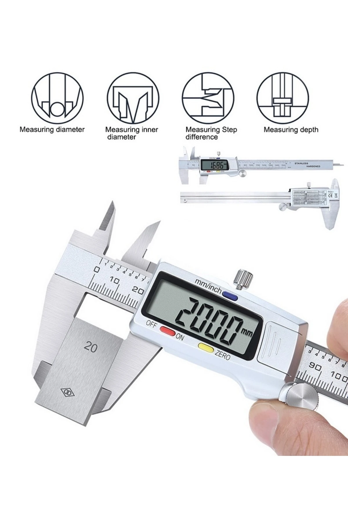 Dijital Çelik Kumpas 0,01mm Hassa Kompratör Elektronik Matal Kumpas Çift Hane