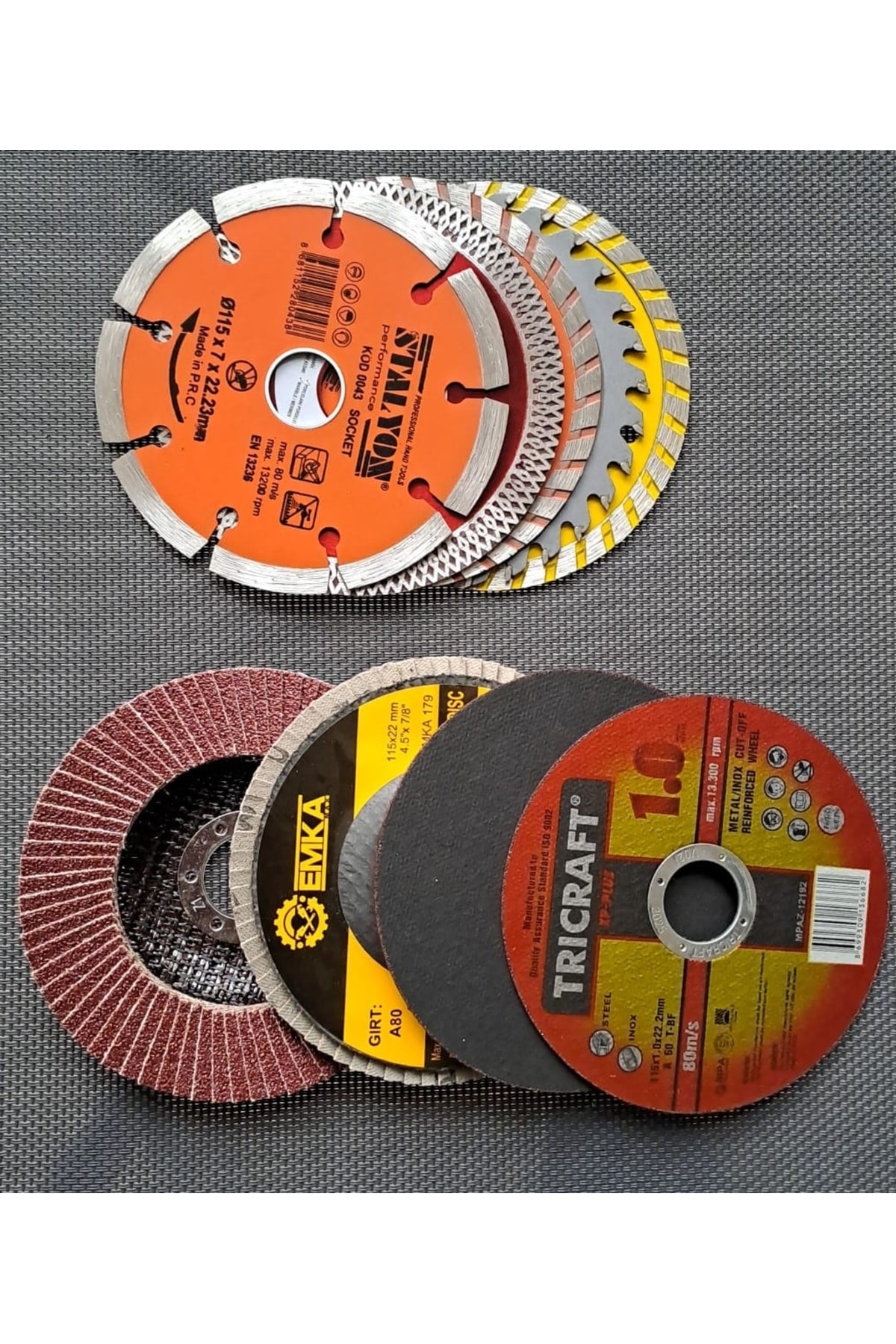 Ahşap Metal Mermer Granit Seramik kesici disk Seti Kesme Zımparalama Daire Disk Bıcak 115mm ispirel