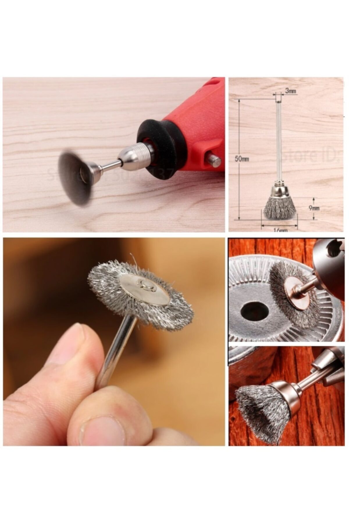 Mini Atşlama Benzeri Metal Ahşap Kesme Fiber Disk Taş Zımpara Tel Fırça Seti 10 Parça Vız Vız Set
