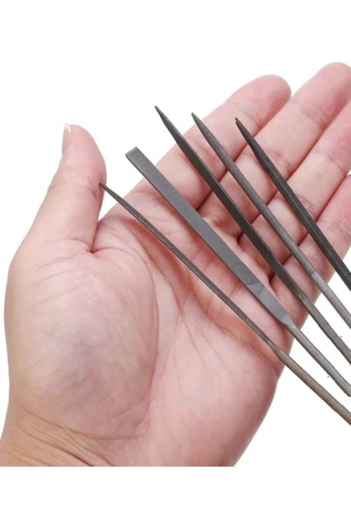 6 Parça Eğe Takımı Balık Sırtı Düz Yuvarlak Eye Karbon Ince Dişli Ege Seti